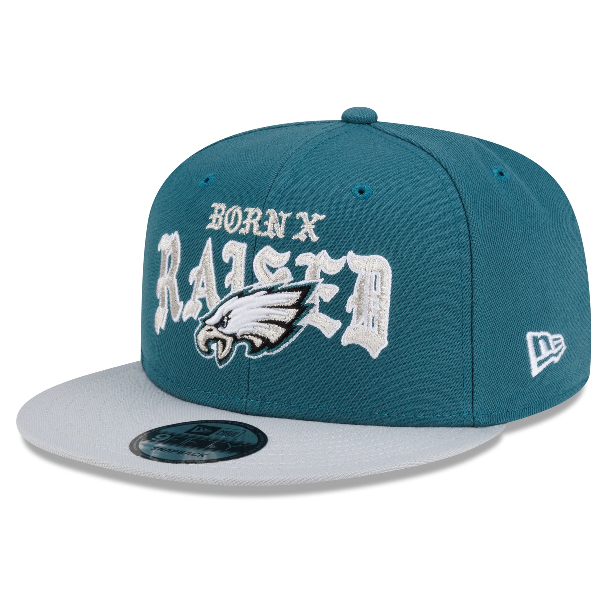 Casquette snapback New Era x Born x Raised vert nuit/argent Philadelphia Eagles 9FIFTY pour homme