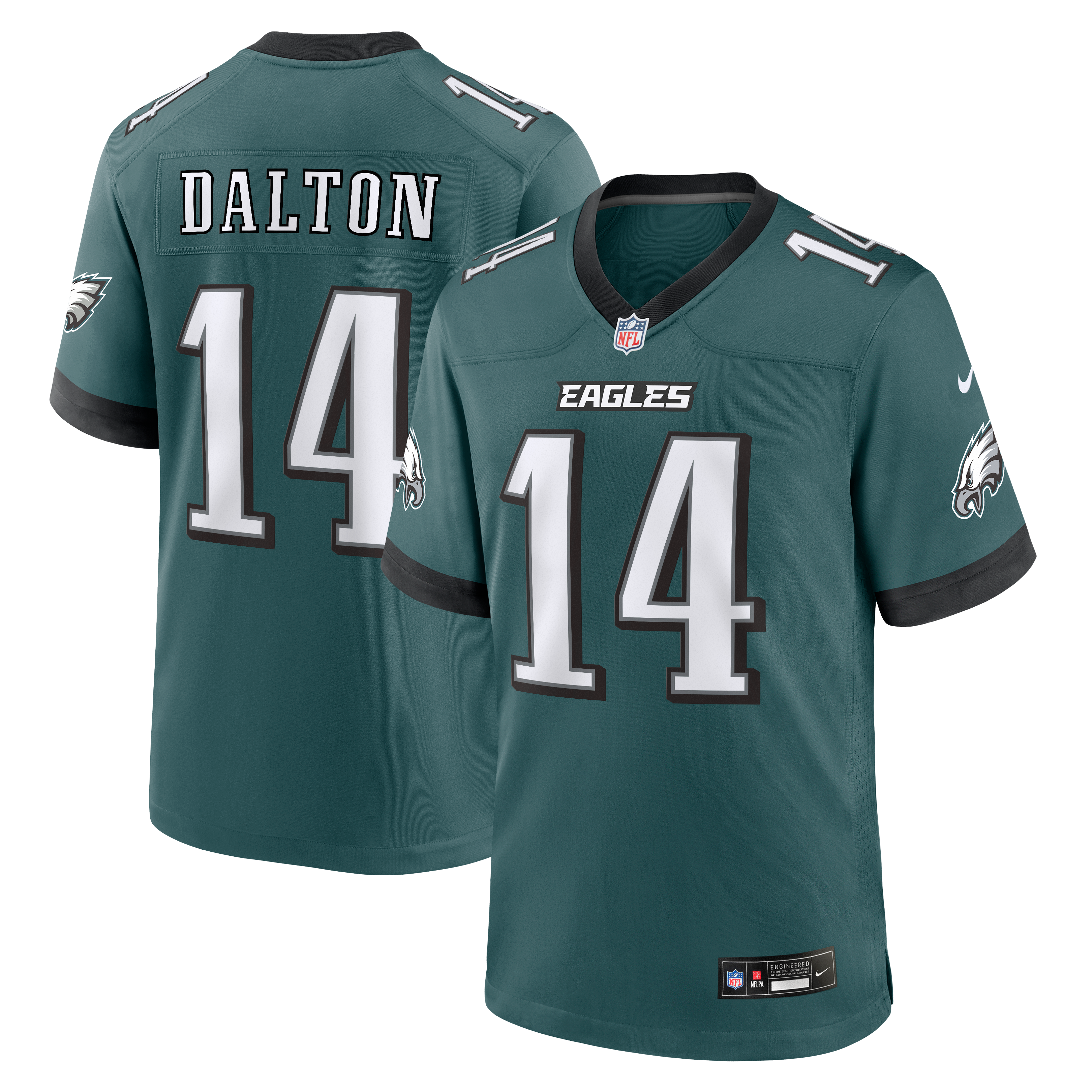 Maillot de match Nike Andy Dalton vert nuit des Eagles Philadelphie pour homme