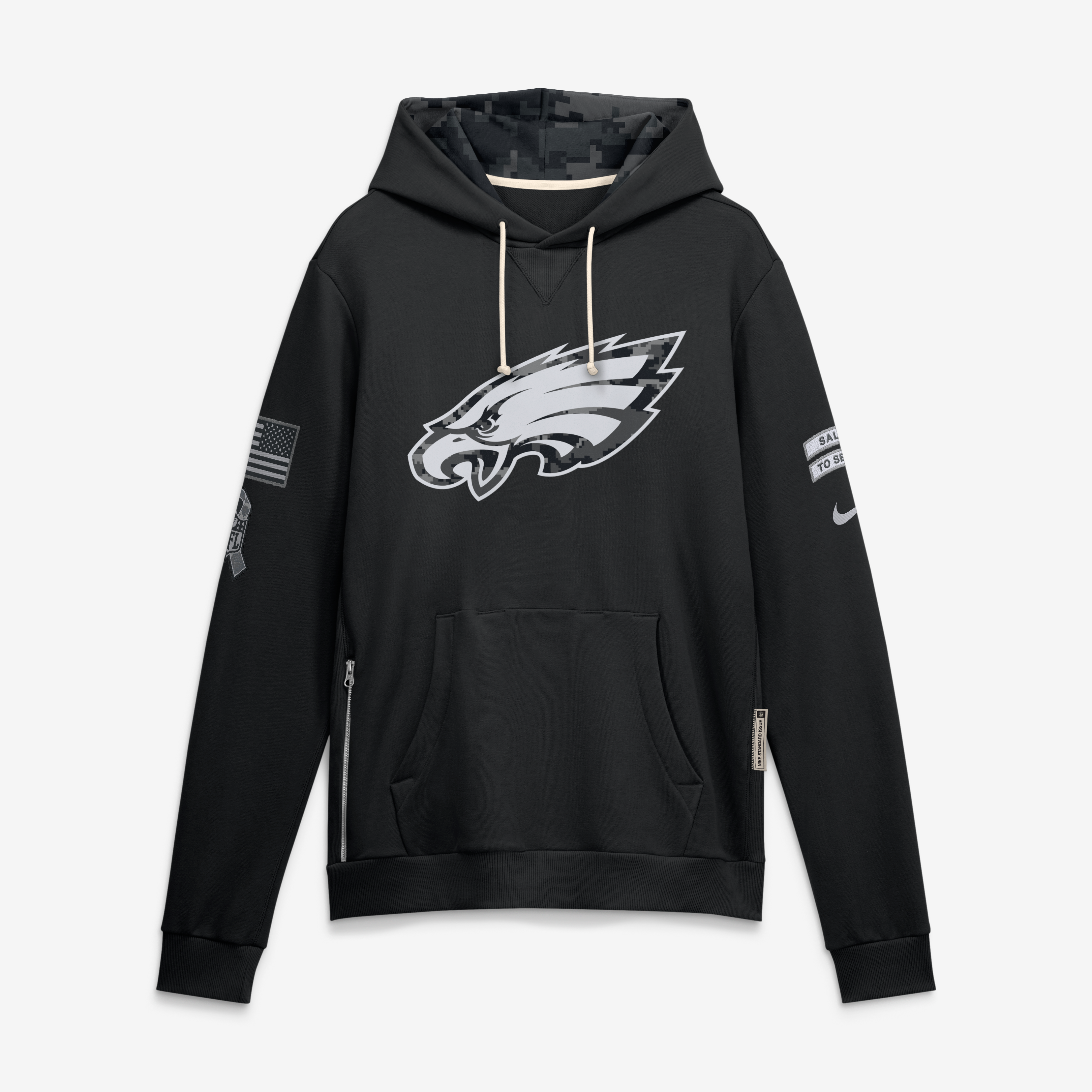 Sweat à capuche Nike noir Philadelphia Eagles 2026 Salute to Service Sideline Dri-FIT pour homme