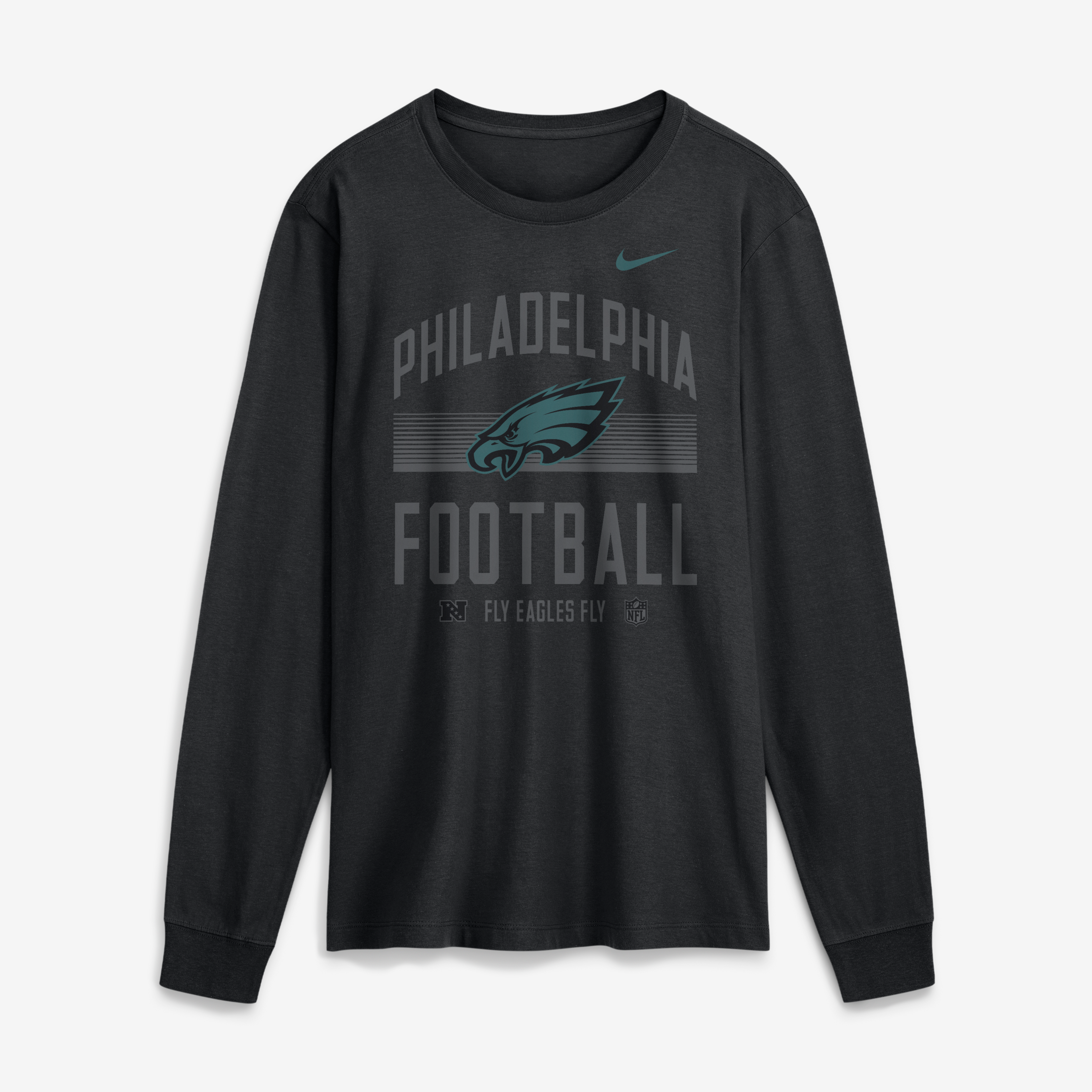 T-shirt à manches longues en coton essentiel Nike Philadelphia Eagles noir pour homme, toujours prêt