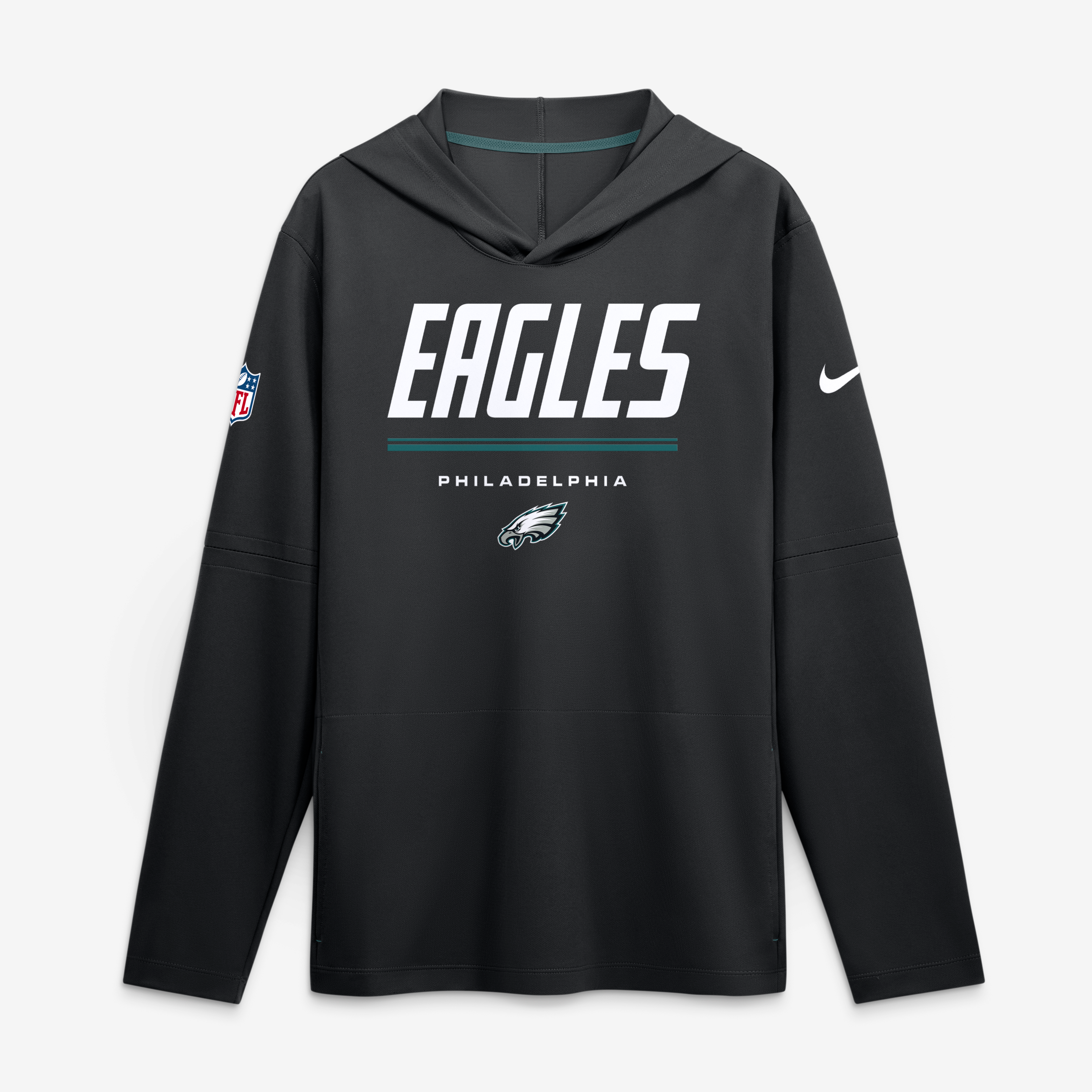 Men's Nike Midnight Green Philadelphia Eagles Sideline Game On Lightweight Long Sleeve Hooded Dri-FIT Top