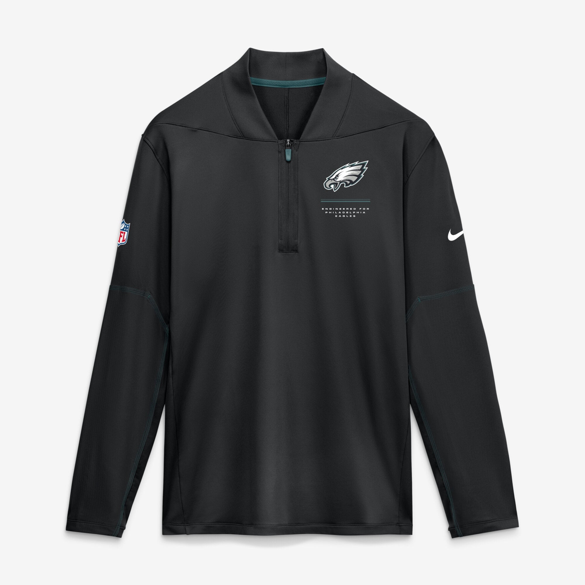 Men's Nike Black Philadelphia Eagles Sideline Logo Glory Midweight Dri-FIT Half-Zip Pullover