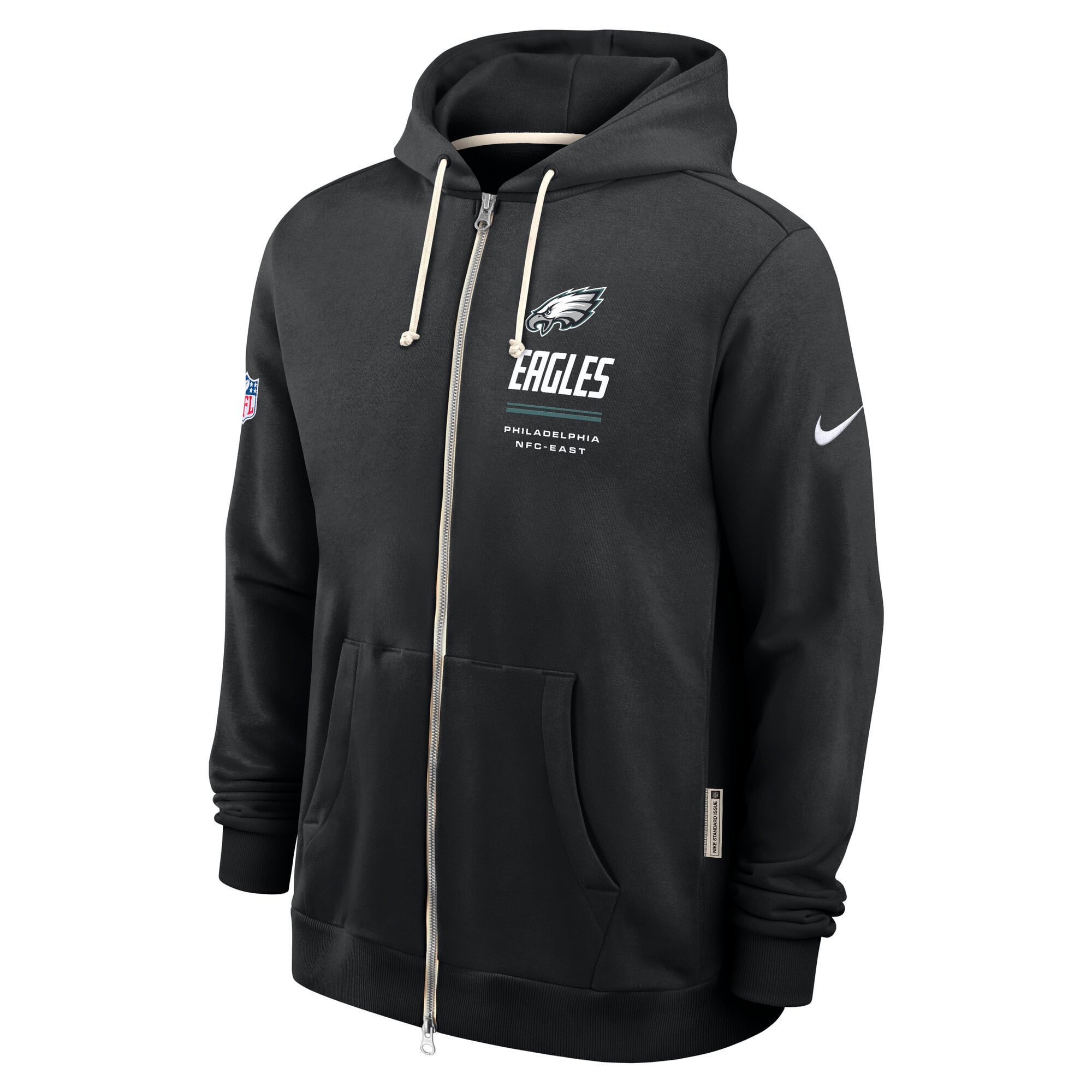 Sweat à capuche zippé Nike Philadelphia Eagles Sideline Standard Issue Dri-FIT noir pour homme