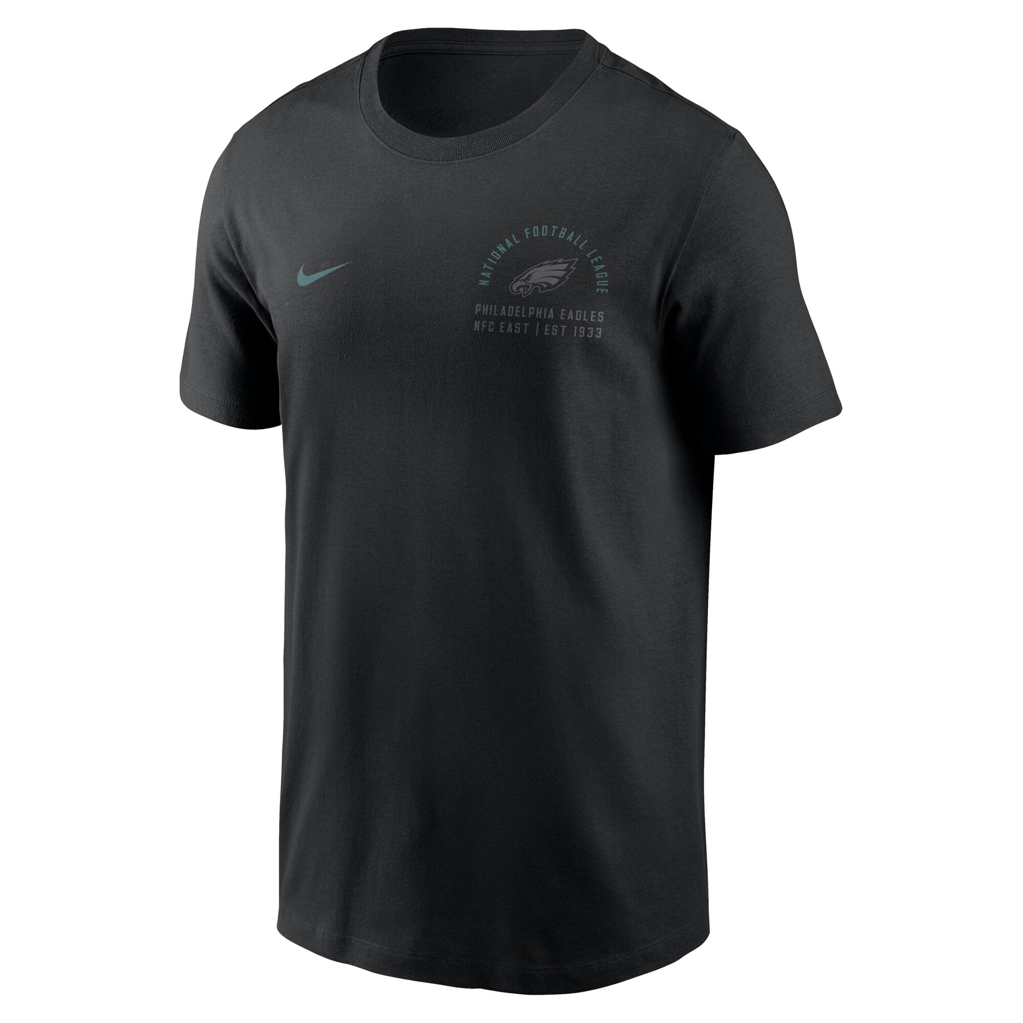 T-shirt Nike noir pour homme, logo divisé des Eagles de Philadelphie