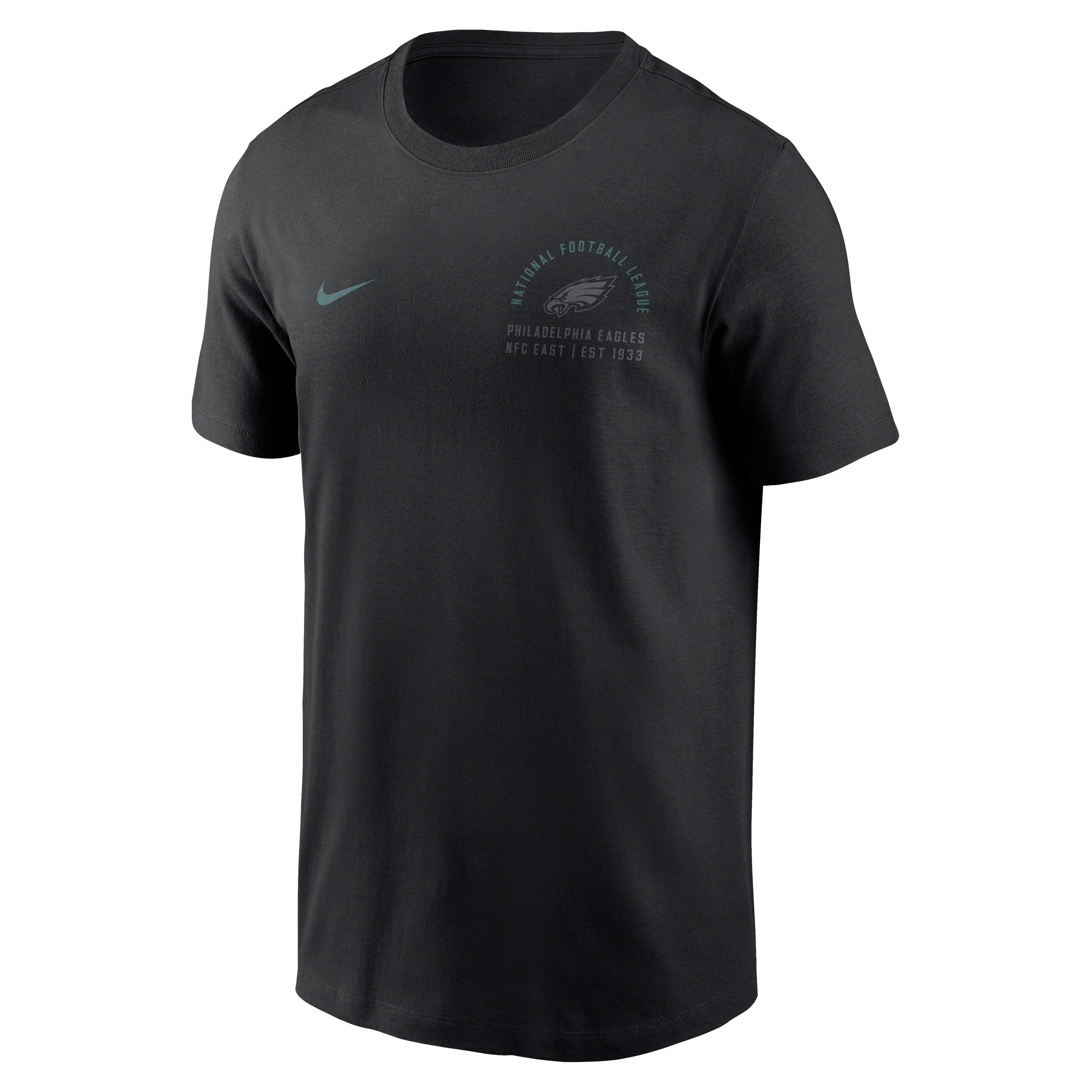 T-shirt Nike noir pour homme, logo divisé des Eagles de Philadelphie