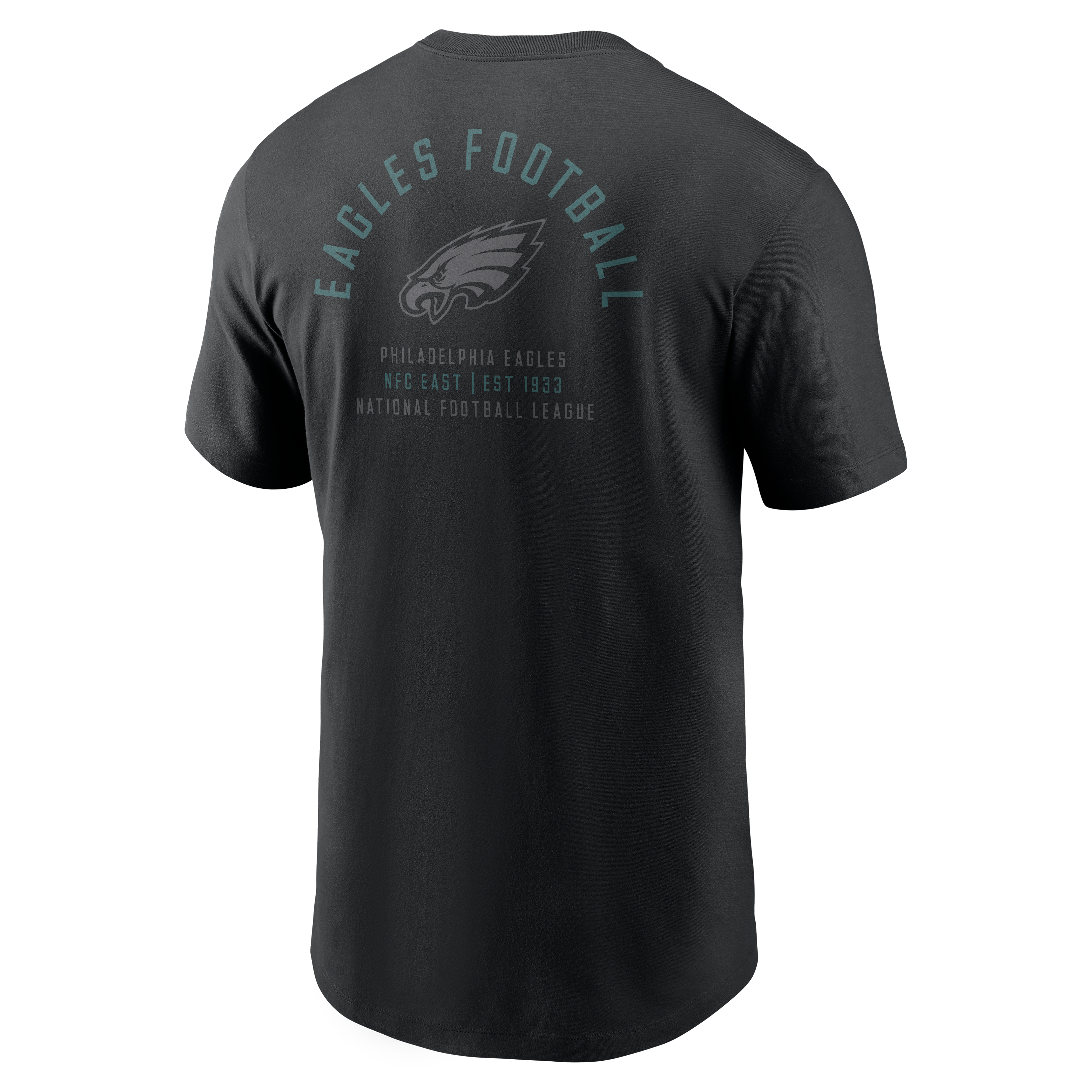 T-shirt Nike noir pour homme, logo divisé des Eagles de Philadelphie