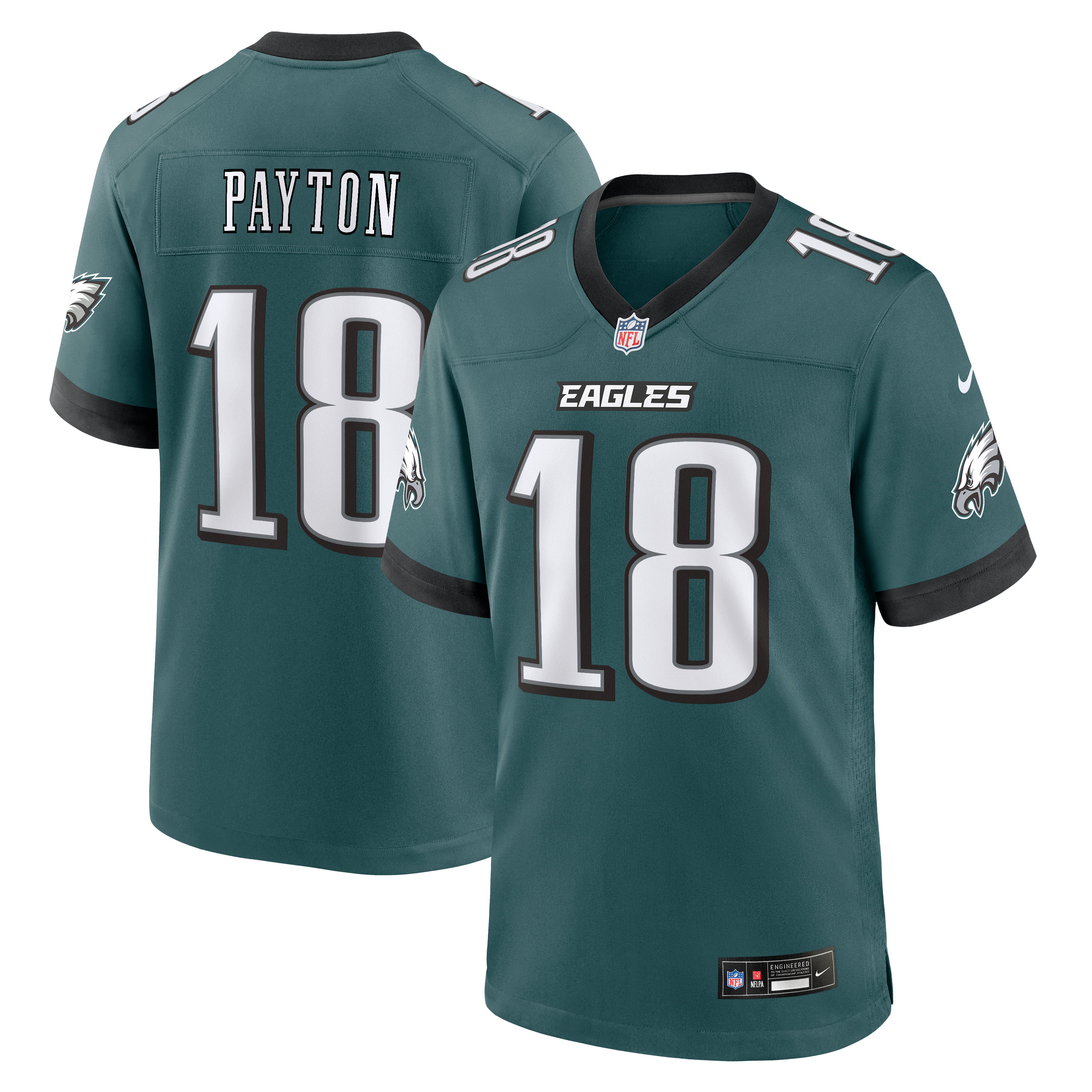 Maillot de match Nike Cole Payton vert nuit des Eagles Philadelphie pour homme