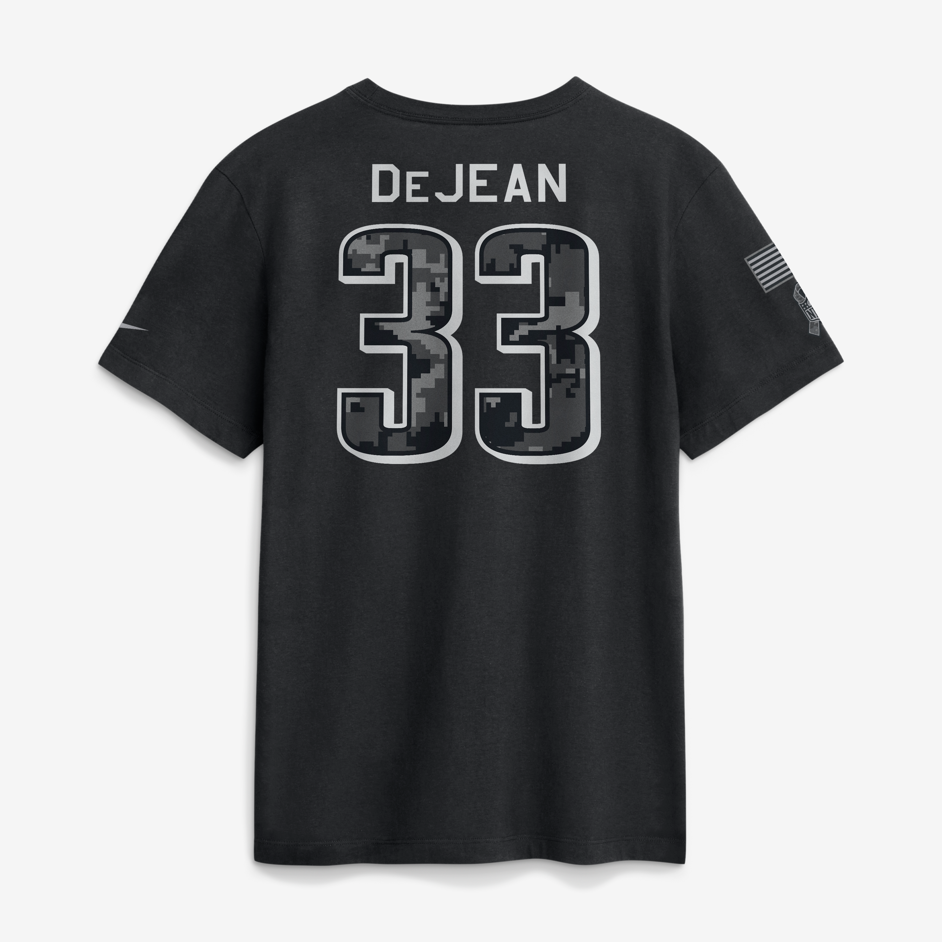 T-shirt Nike Cooper DeJean noir pour homme, Philadelphia Eagles 2026 Salute to Service, nom et numéro