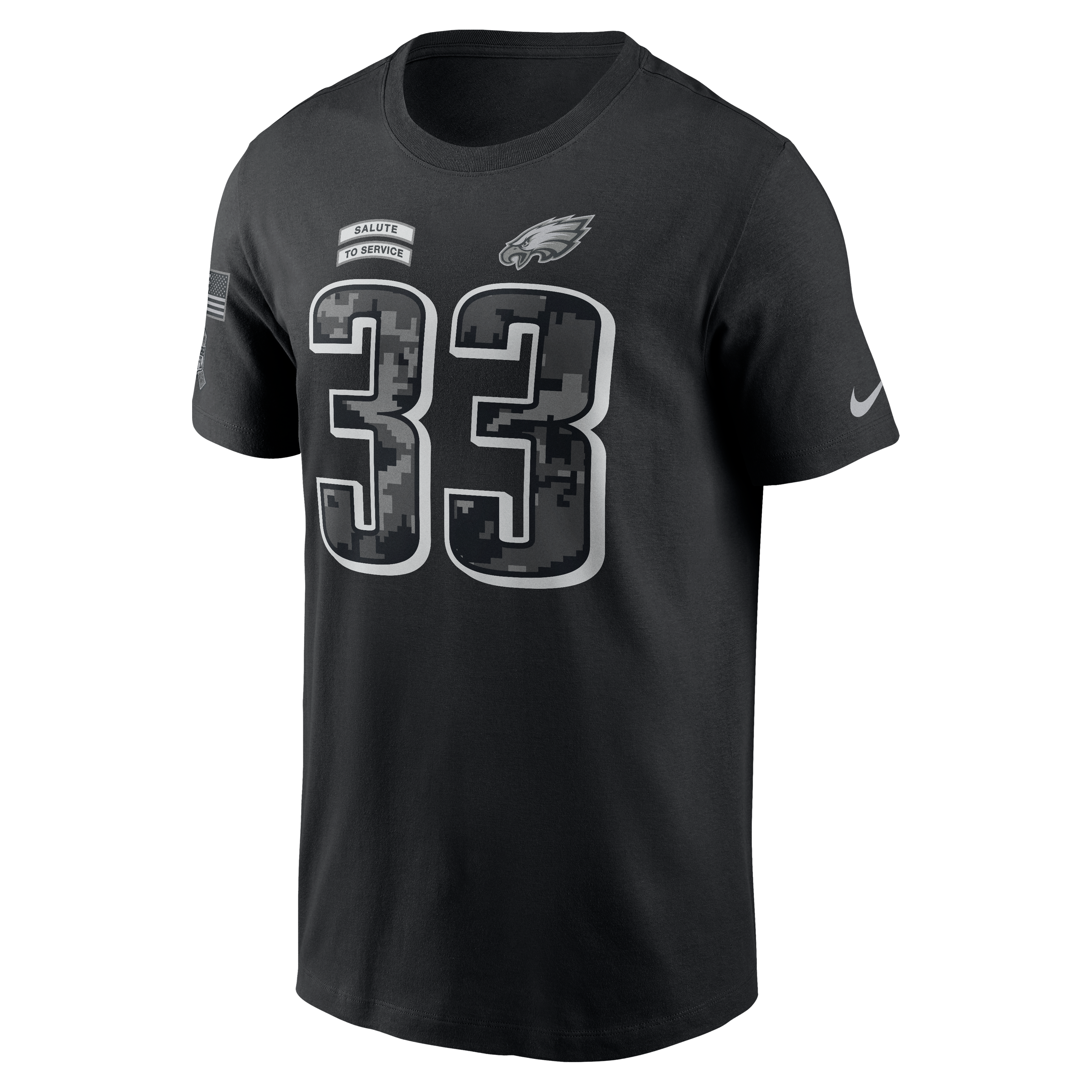 T-shirt Nike Cooper DeJean noir pour homme, Philadelphia Eagles 2026 Salute to Service, nom et numéro