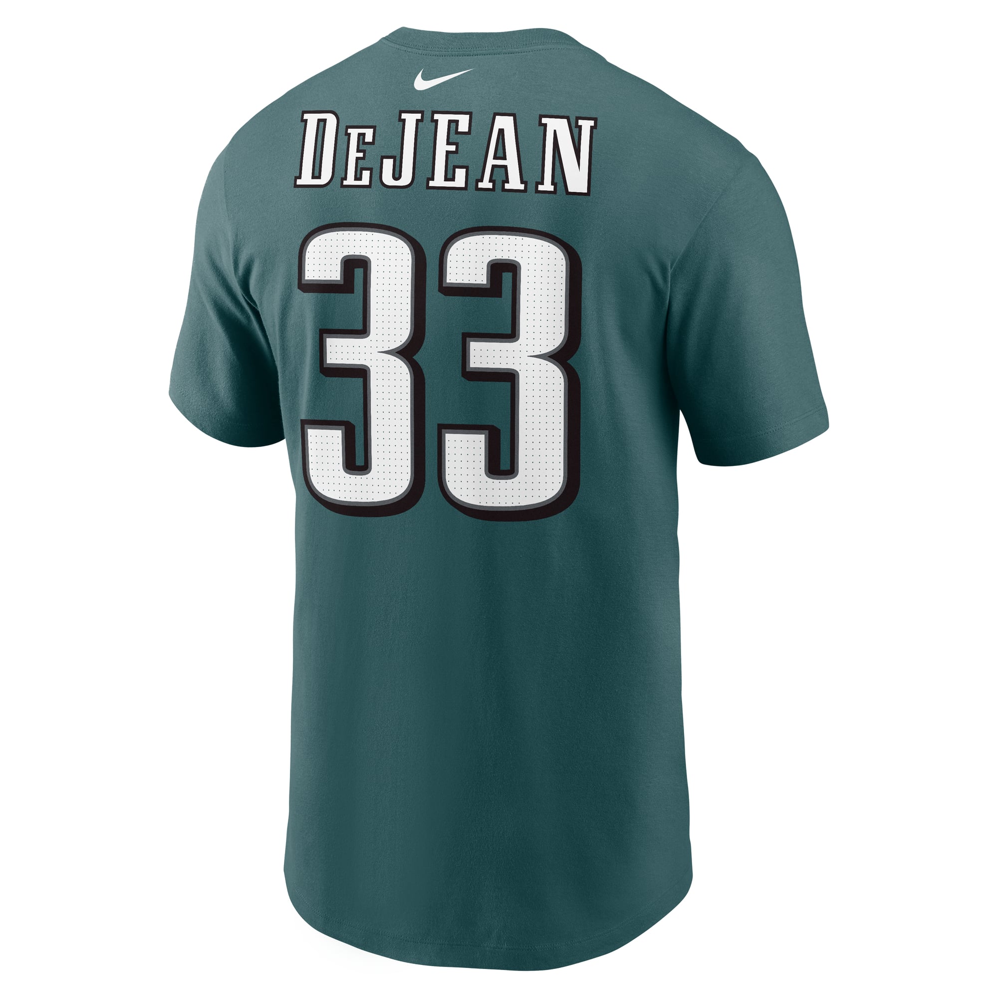 T-shirt Nike Cooper DeJean vert nuit pour homme, avec nom et numéro des Eagles de Philadelphie