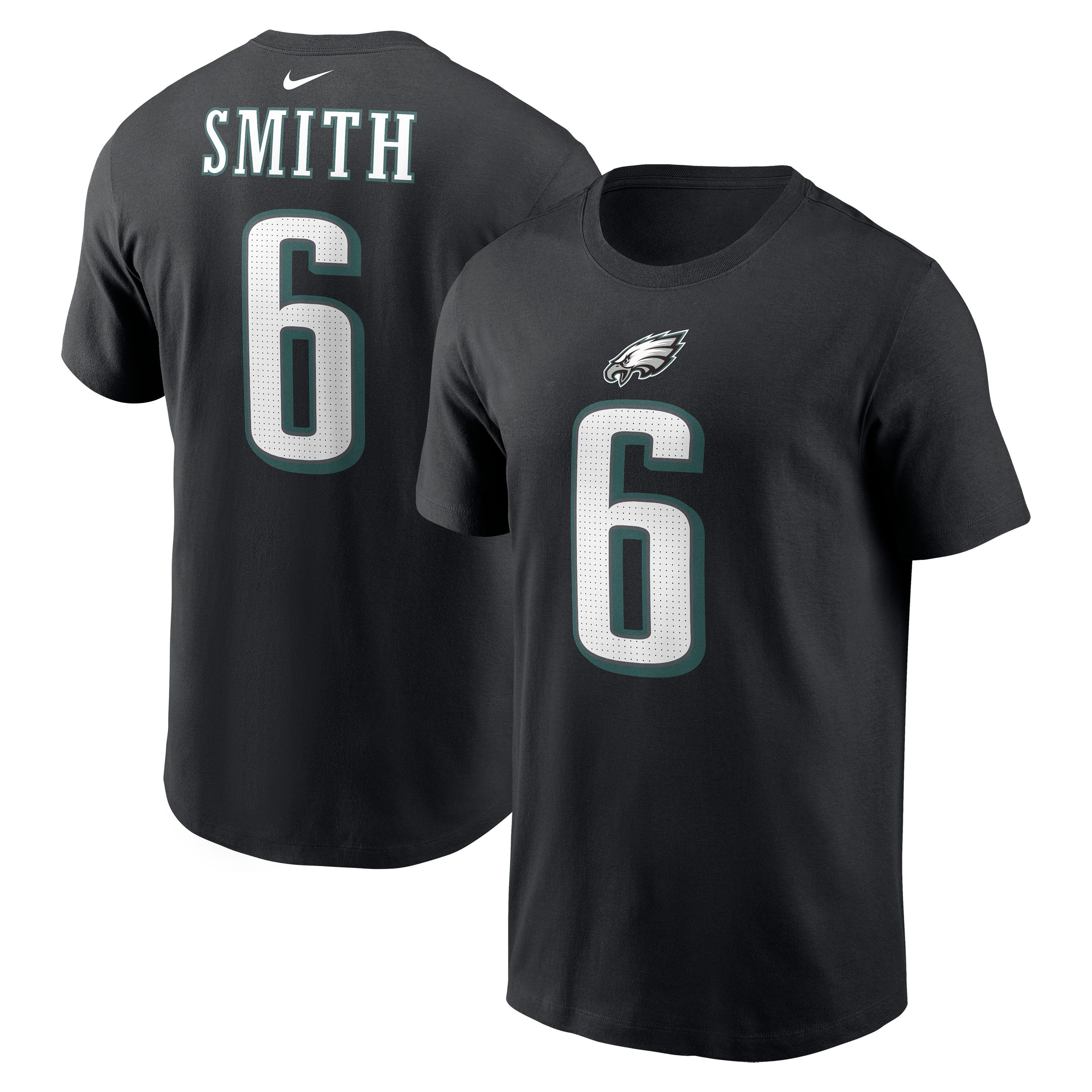 T-shirt Nike DeVonta Smith noir pour homme, avec nom et numéro des Eagles de Philadelphie