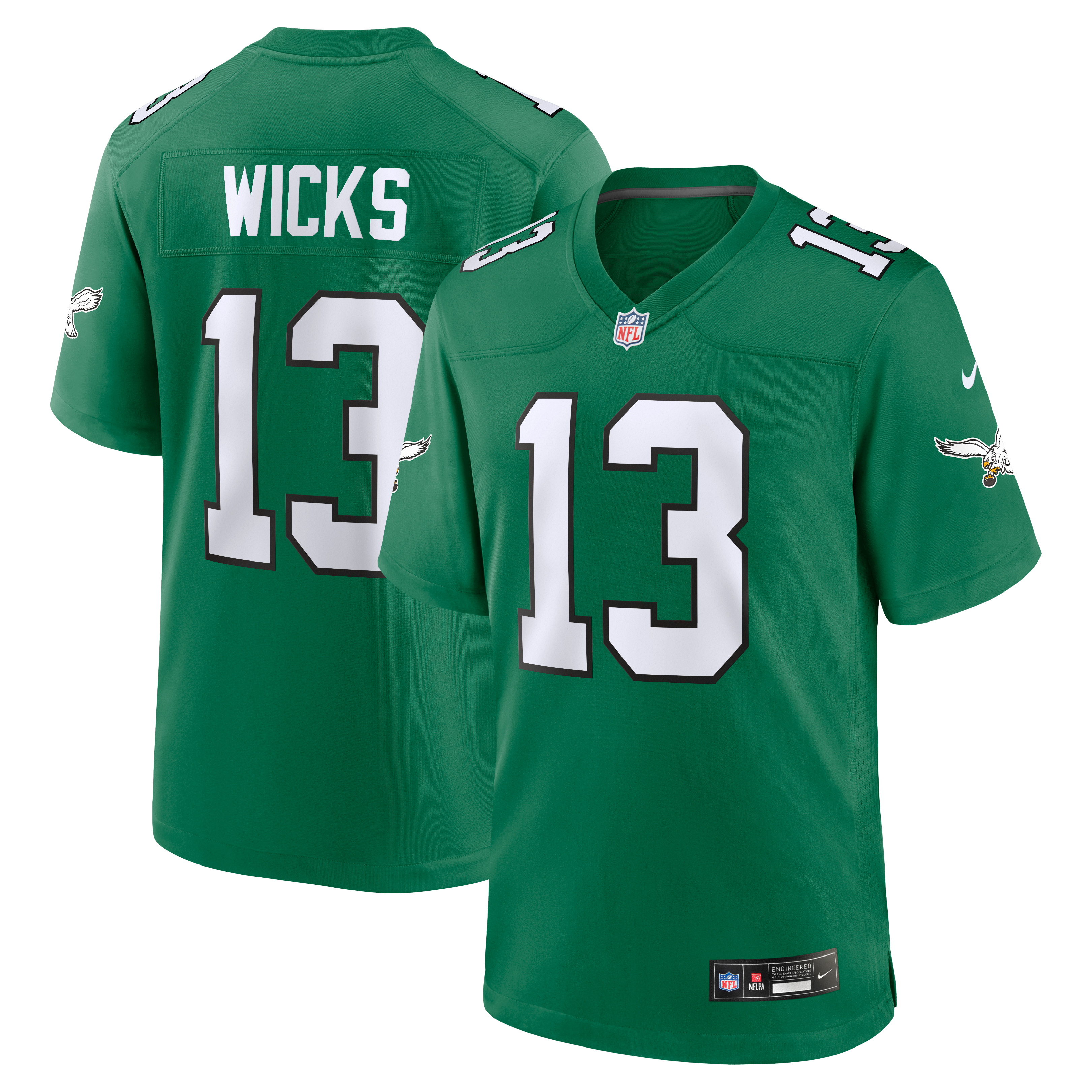 Maillot alternatif Nike Dontayvion Wicks Kelly Green des Eagles de Philadelphie pour homme