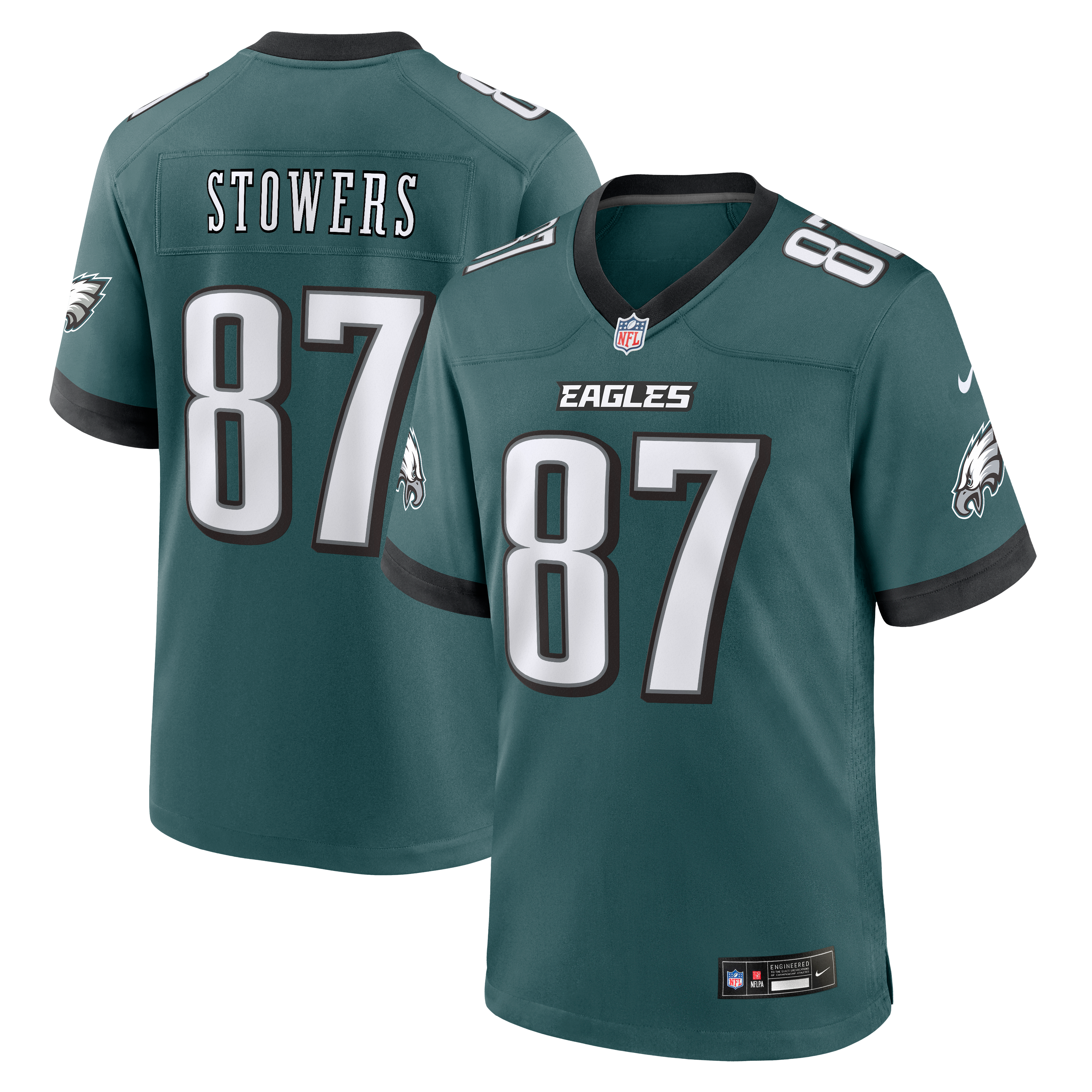 Men's Nike Eli Stowers Midnight Green Philadelphia Eagles Team Game Jersey