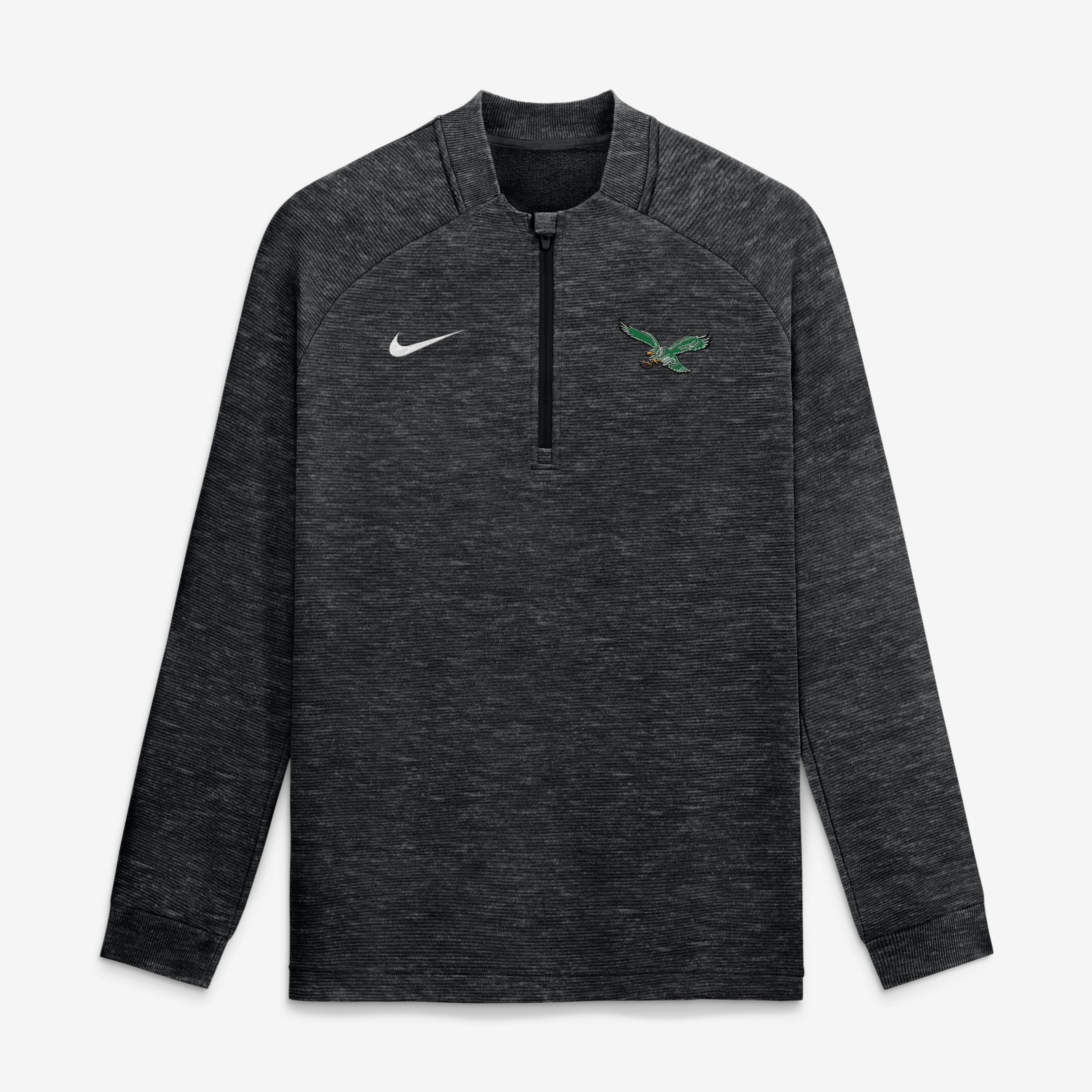 Pull-over Nike Philadelphia Eagles Par Raglan Tri-Blend Therma-FIT à demi-zip, noir chiné, pour homme