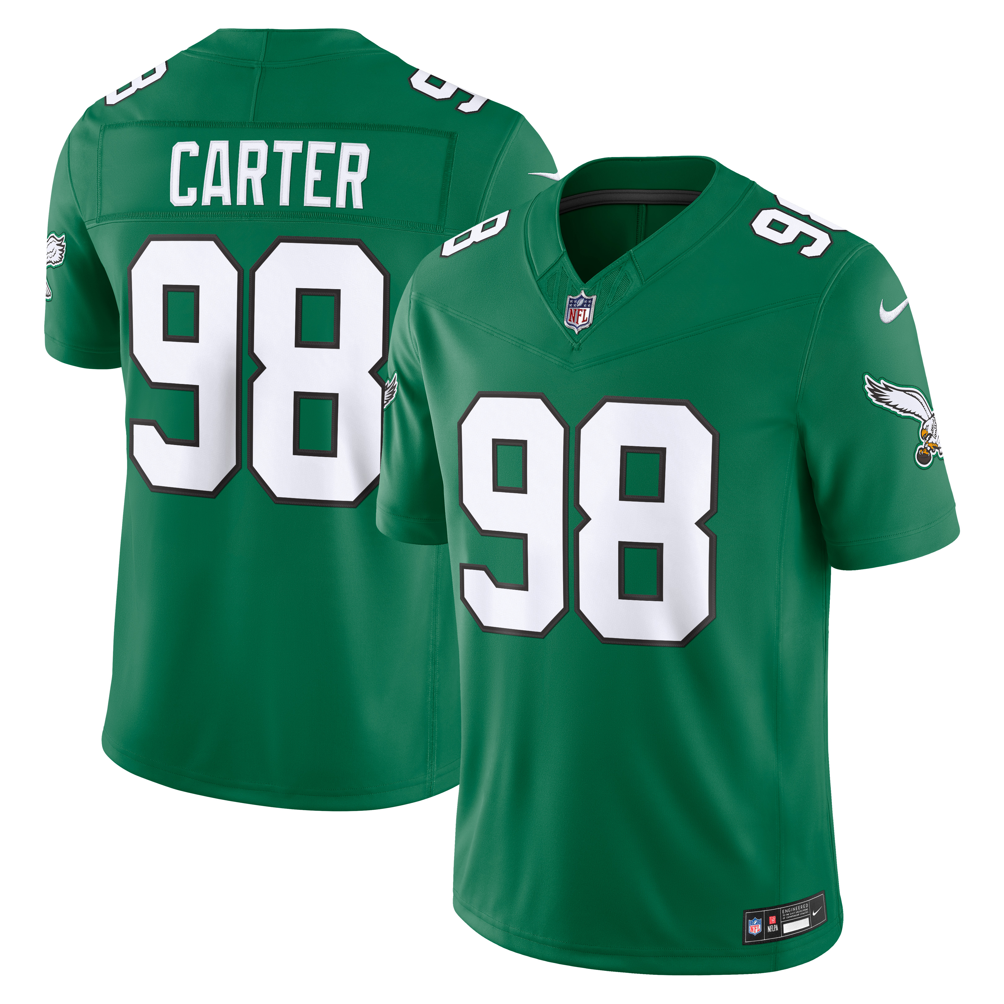 Men's Nike Jalen Carter Midnight Green Philadelphia Eagles Team Vapor F.U.S.E. Stitched Limited Jersey
