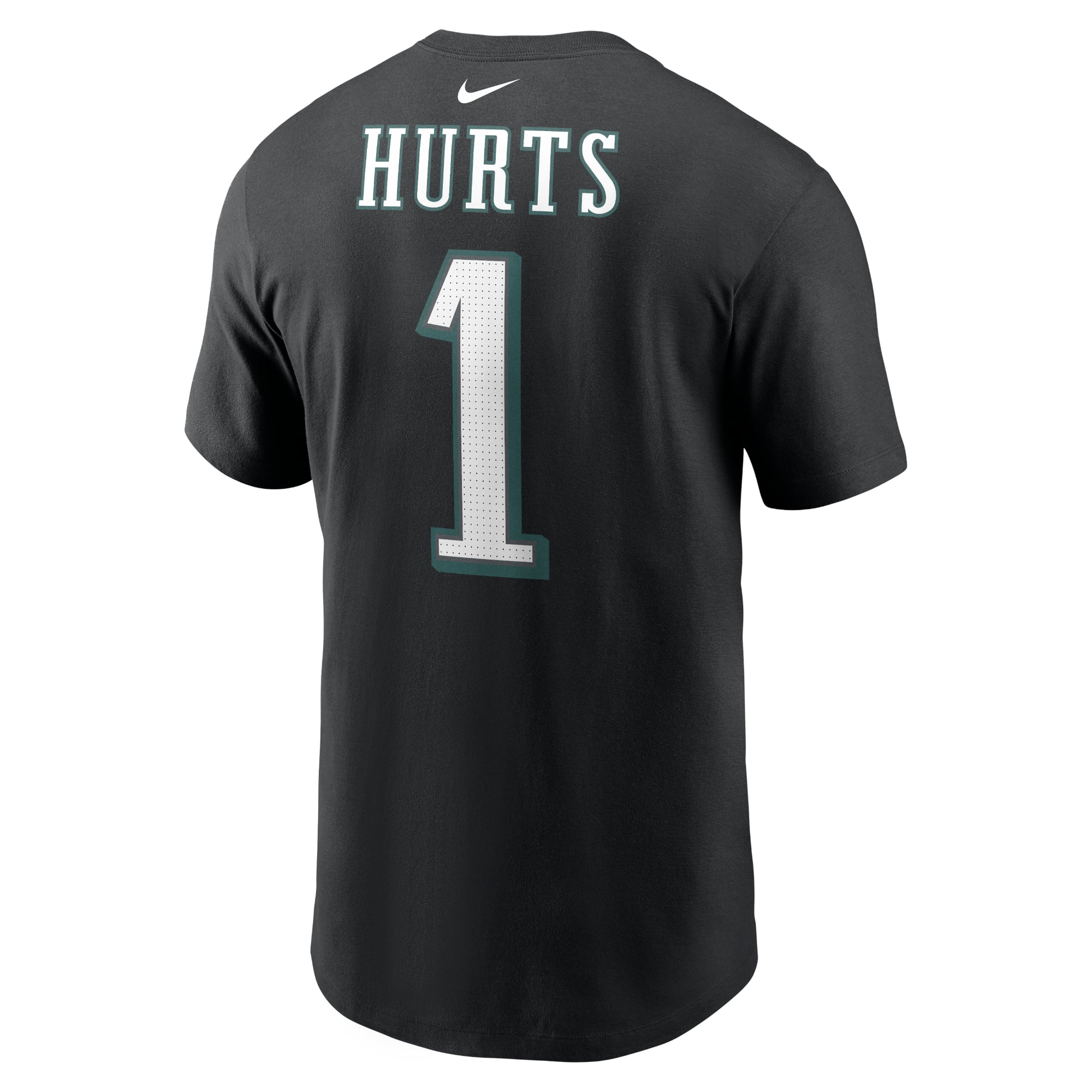 T-shirt Nike Jalen Hurts noir Philadelphia Eagles pour homme, avec nom et numéro