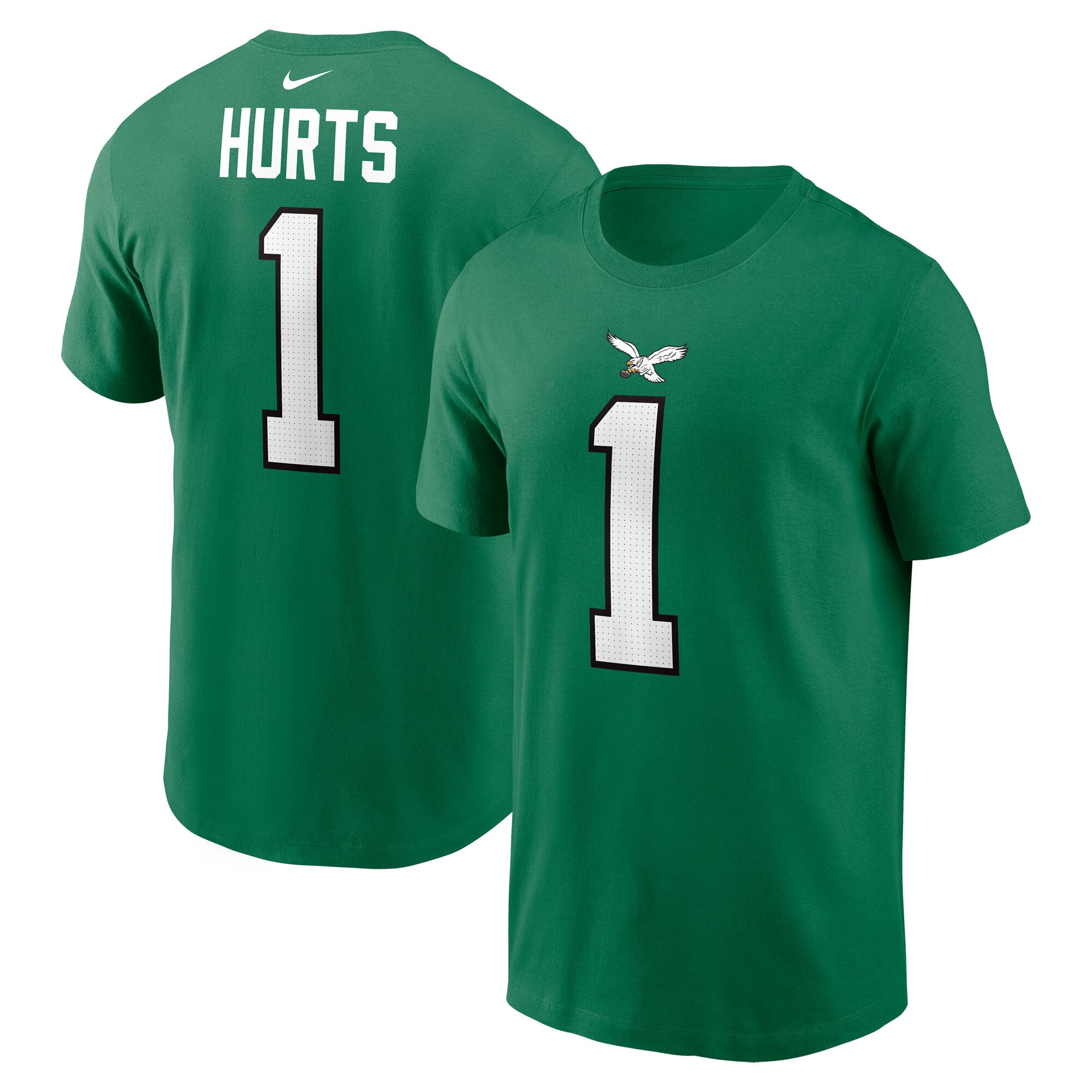 T-shirt Nike Jalen Hurts Kelly Green Philadelphia Eagles pour homme, avec nom et numéro