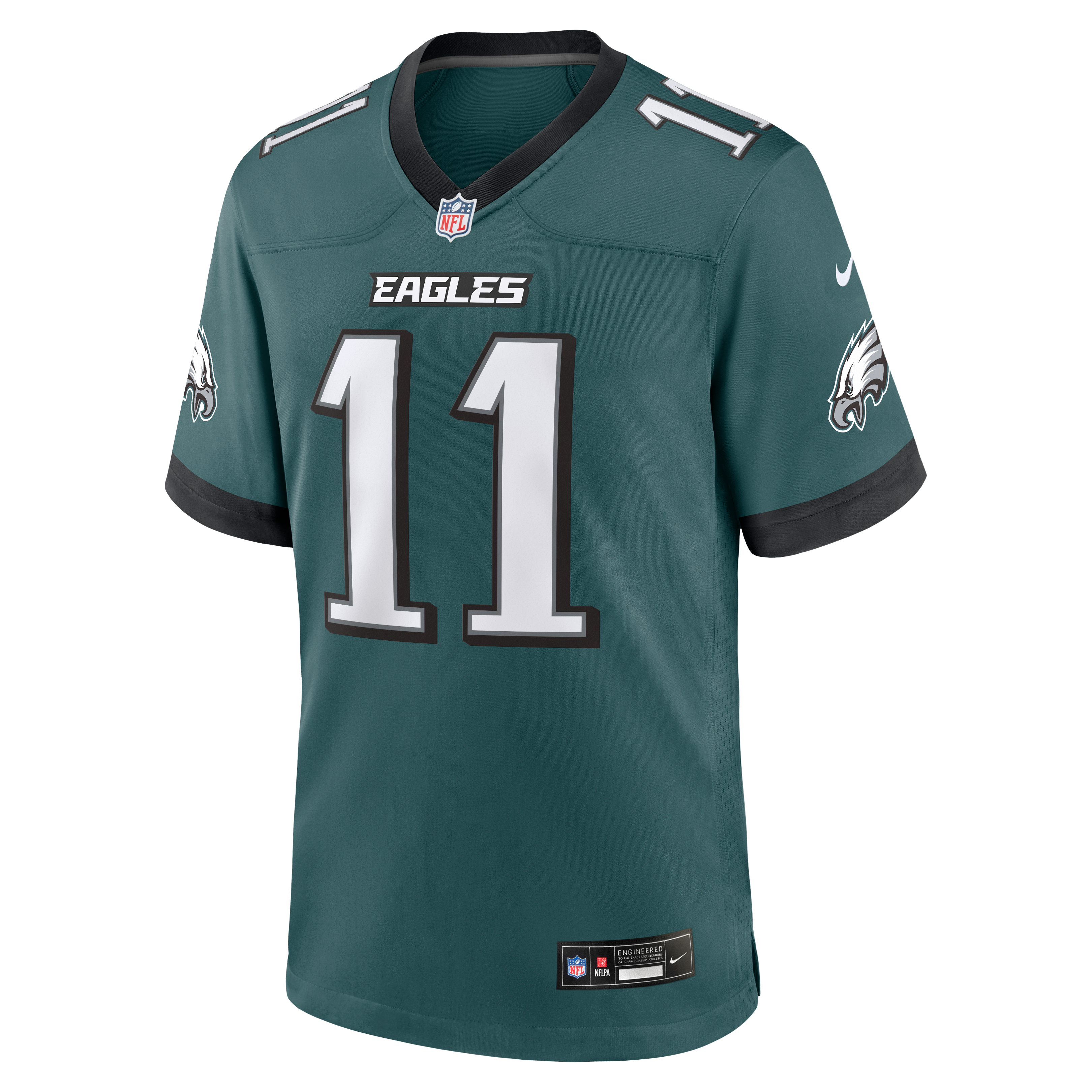 Maillot de match Nike Jihaad Campbell vert nuit des Eagles Philadelphie pour homme