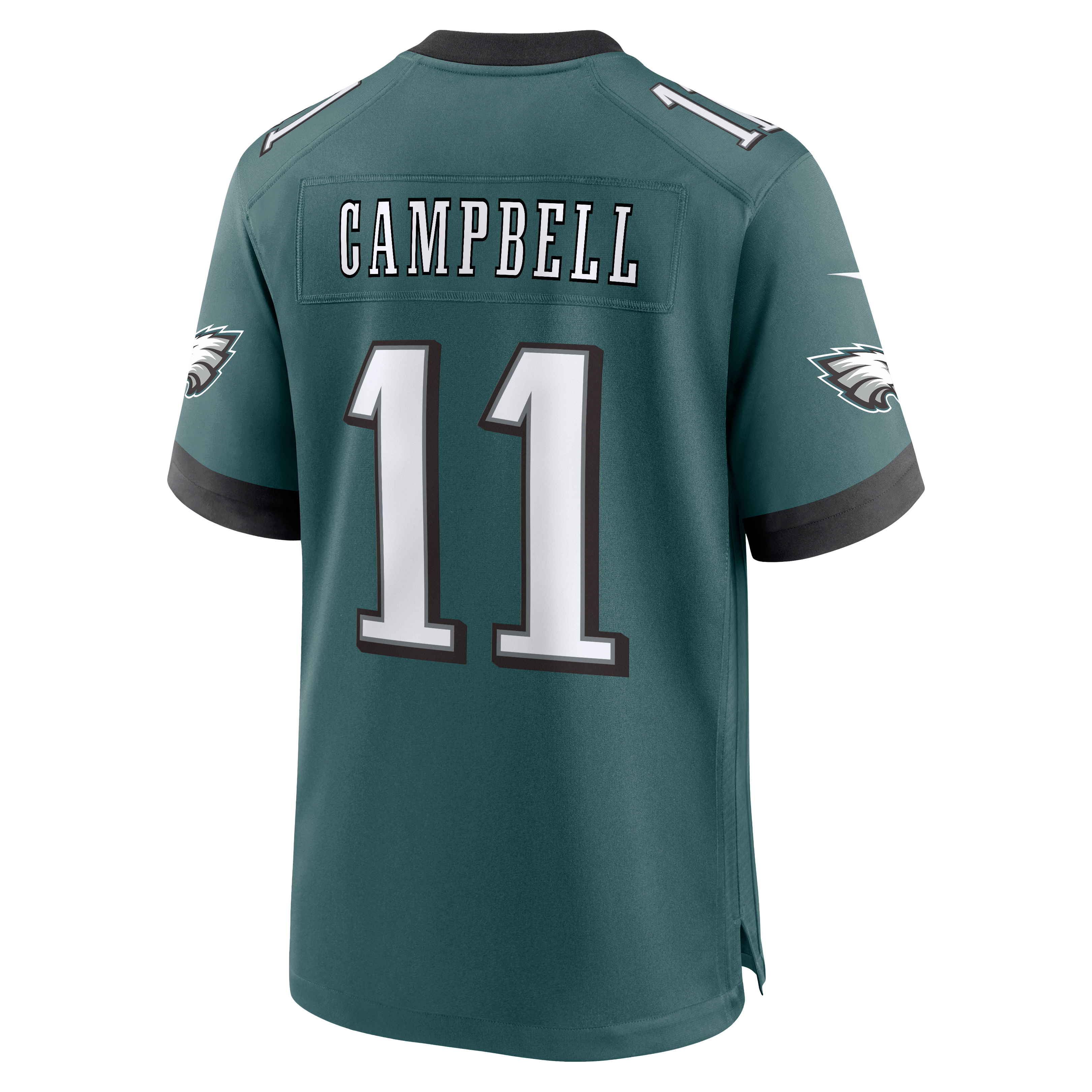 Maillot de match Nike Jihaad Campbell vert nuit des Eagles Philadelphie pour homme