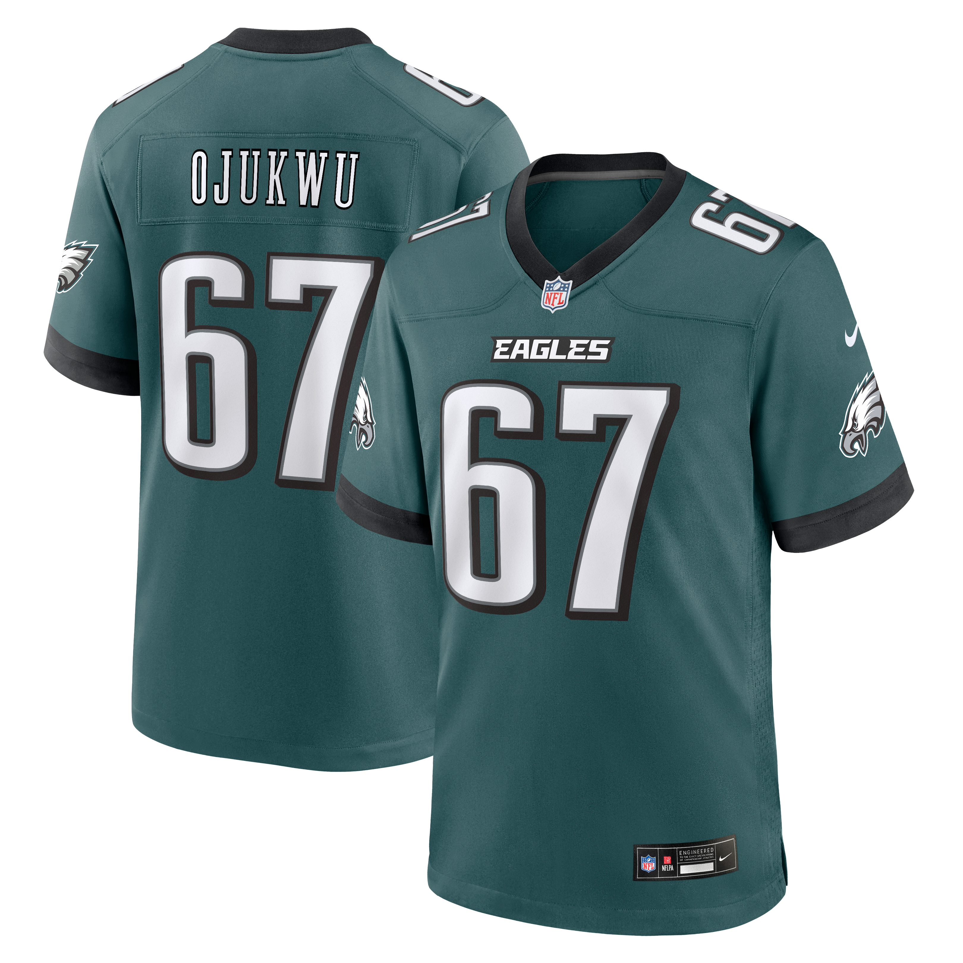 Men's Nike John Ojukwu Midnight Green Philadelphia Eagles Team Game Jersey