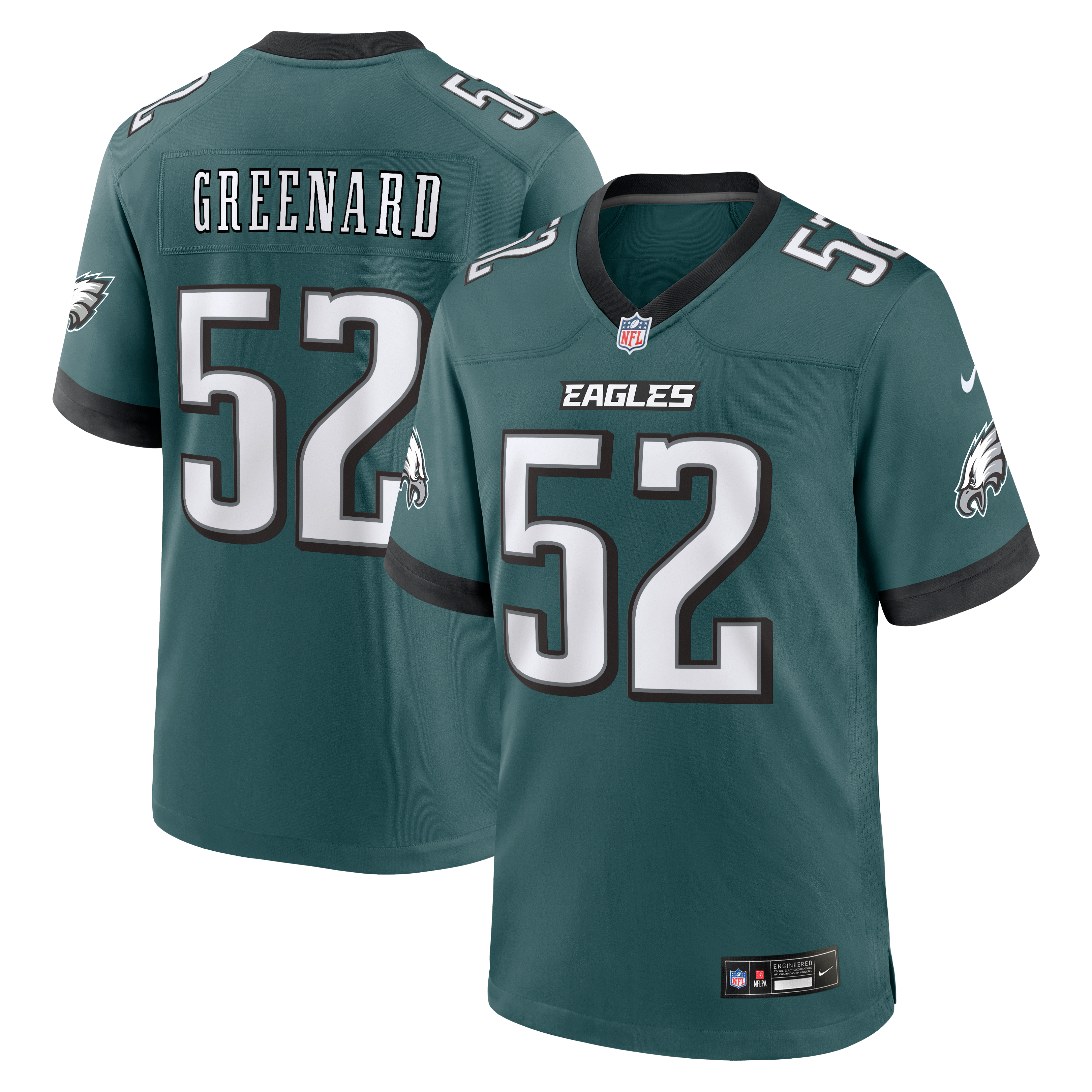 Maillot de match Nike Jonathan Greenard vert nuit des Eagles Philadelphie pour homme