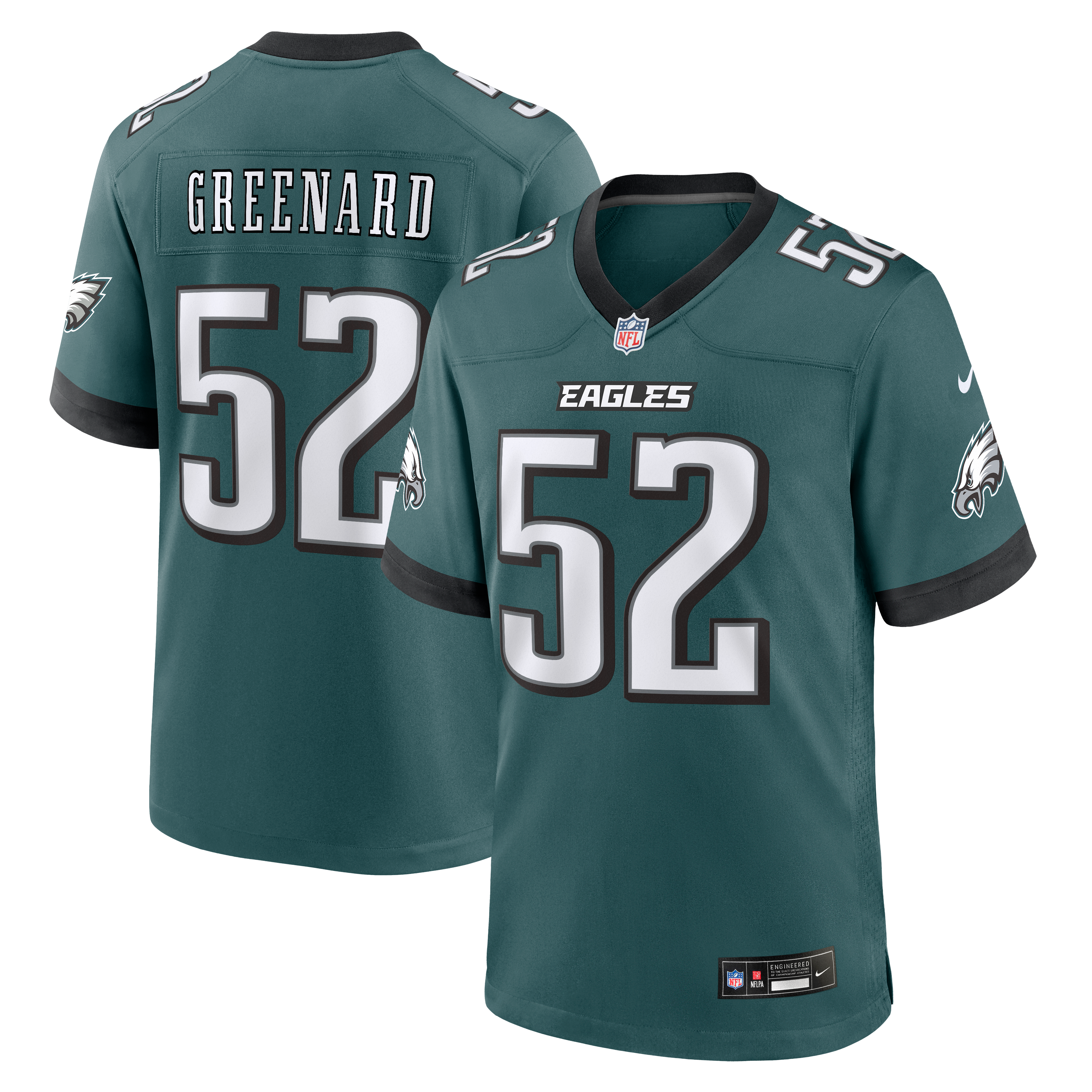 Maillot de match Nike Jonathan Greenard vert nuit des Eagles Philadelphie pour homme