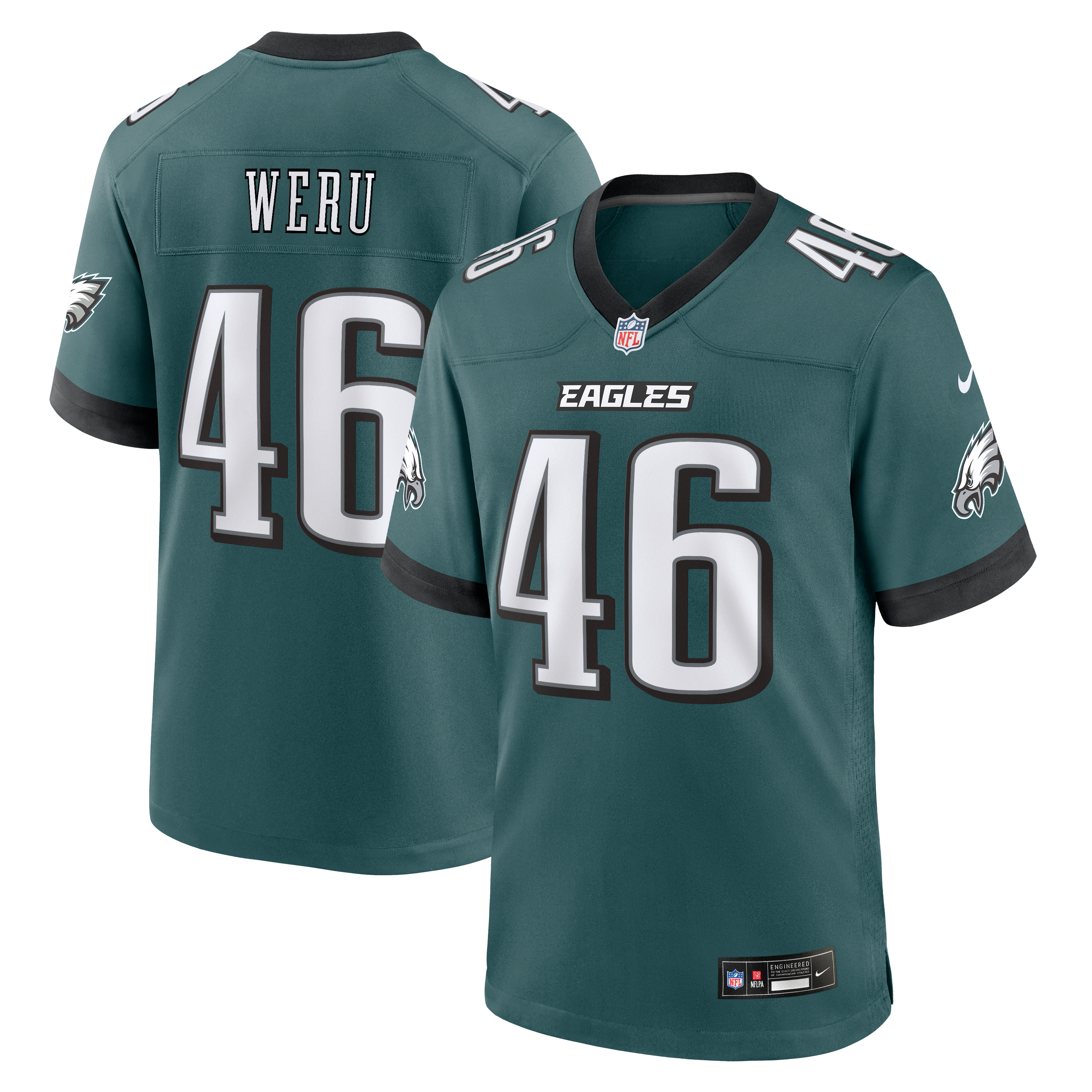 Men's Nike Joshua Weru Midnight Green Philadelphia Eagles Team Game Jersey
