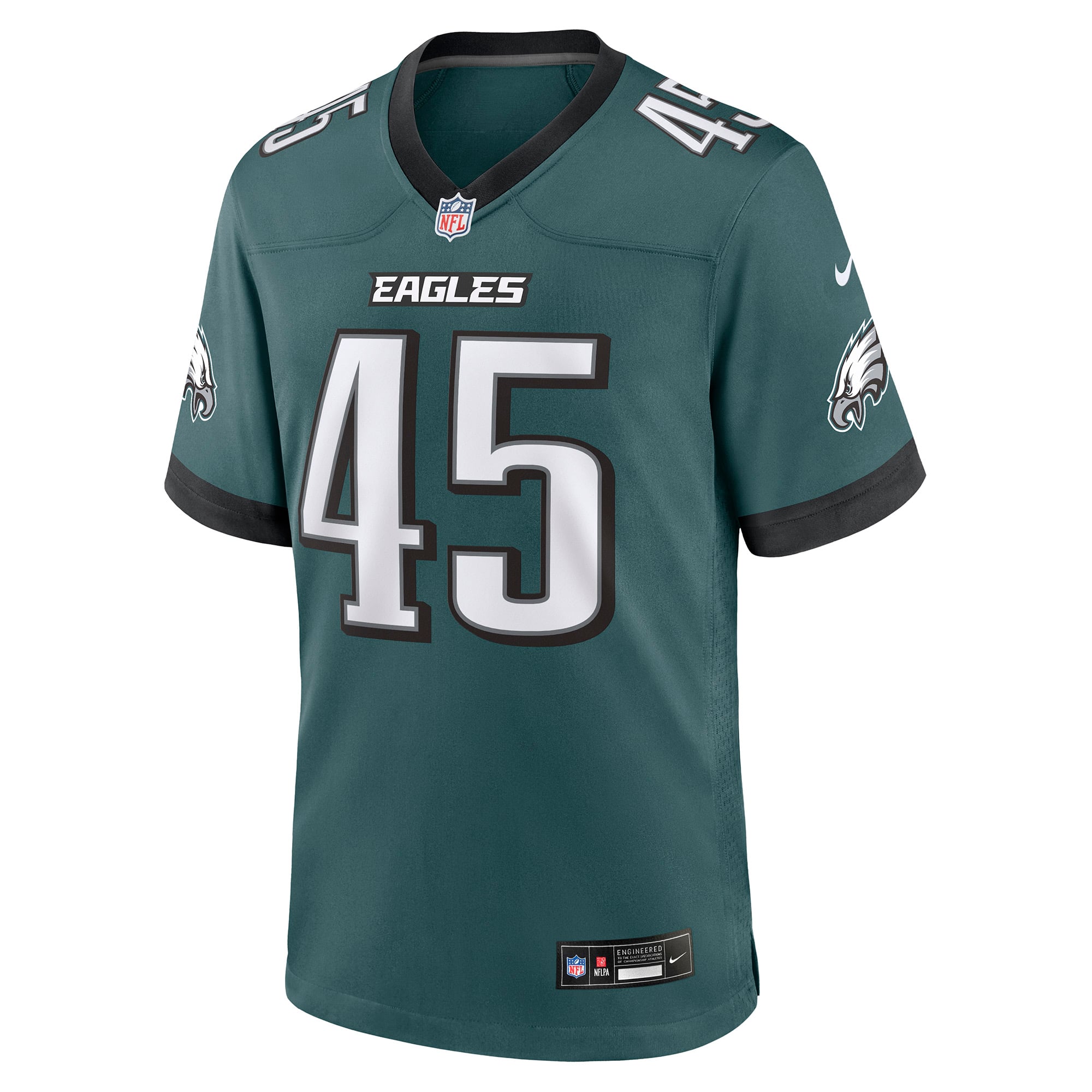Maillot de match Nike Josiah Deguara vert nuit des Eagles Philadelphie pour homme