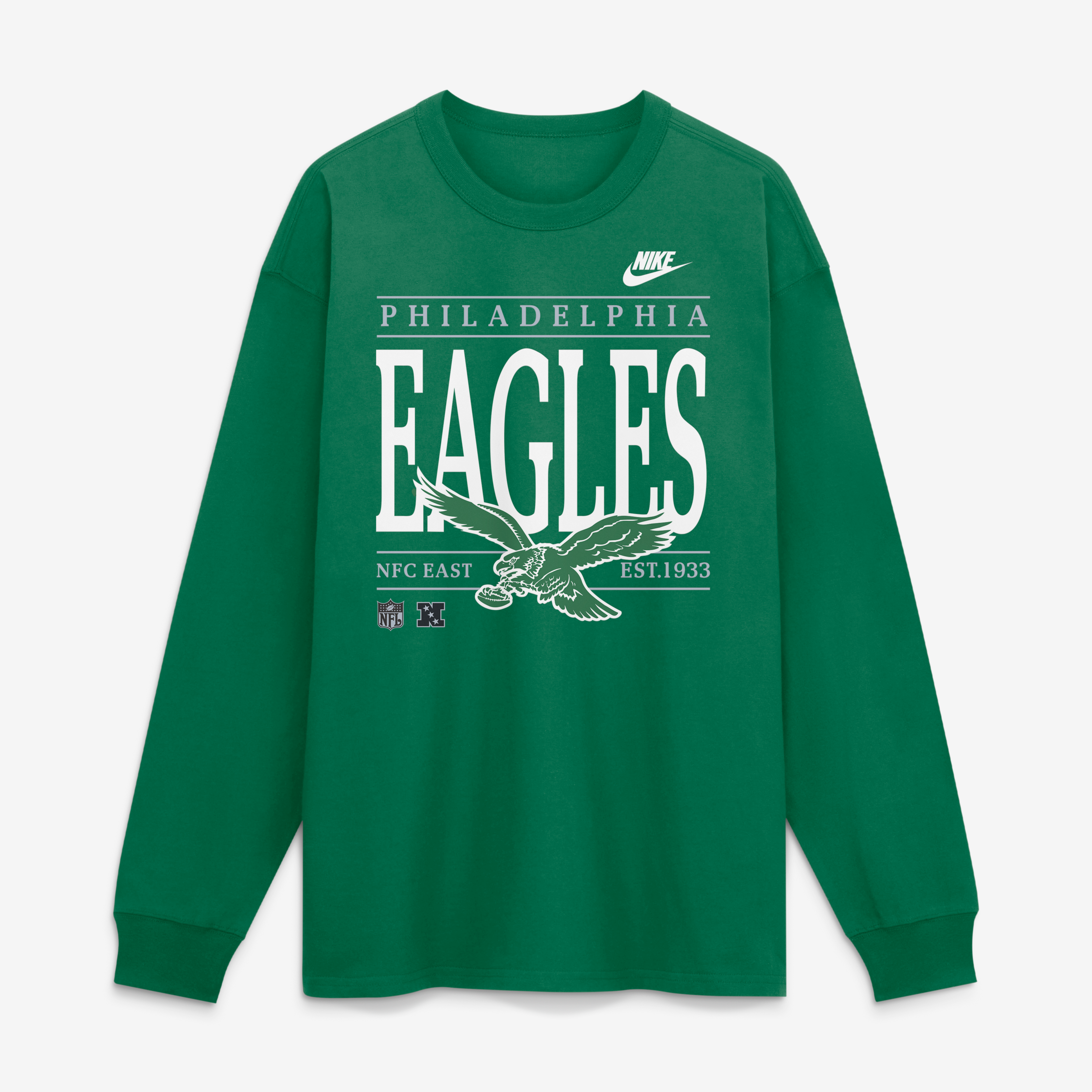 Men's Nike Kelly Green Philadelphia Eagles Red Zone Long Sleeve Max90 T-Shirt