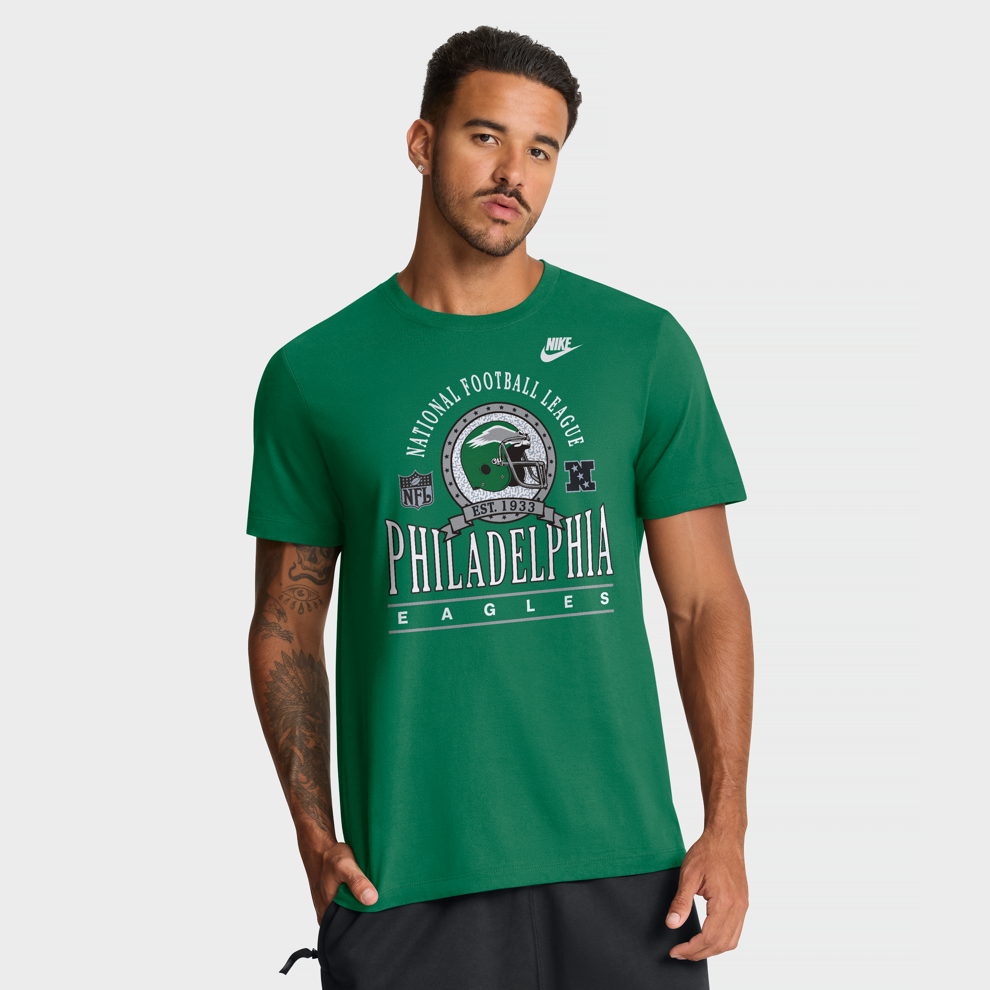 Men's Nike Kelly Green Philadelphia Eagles Rewind Team Spirit Essential Cotton T-Shirt