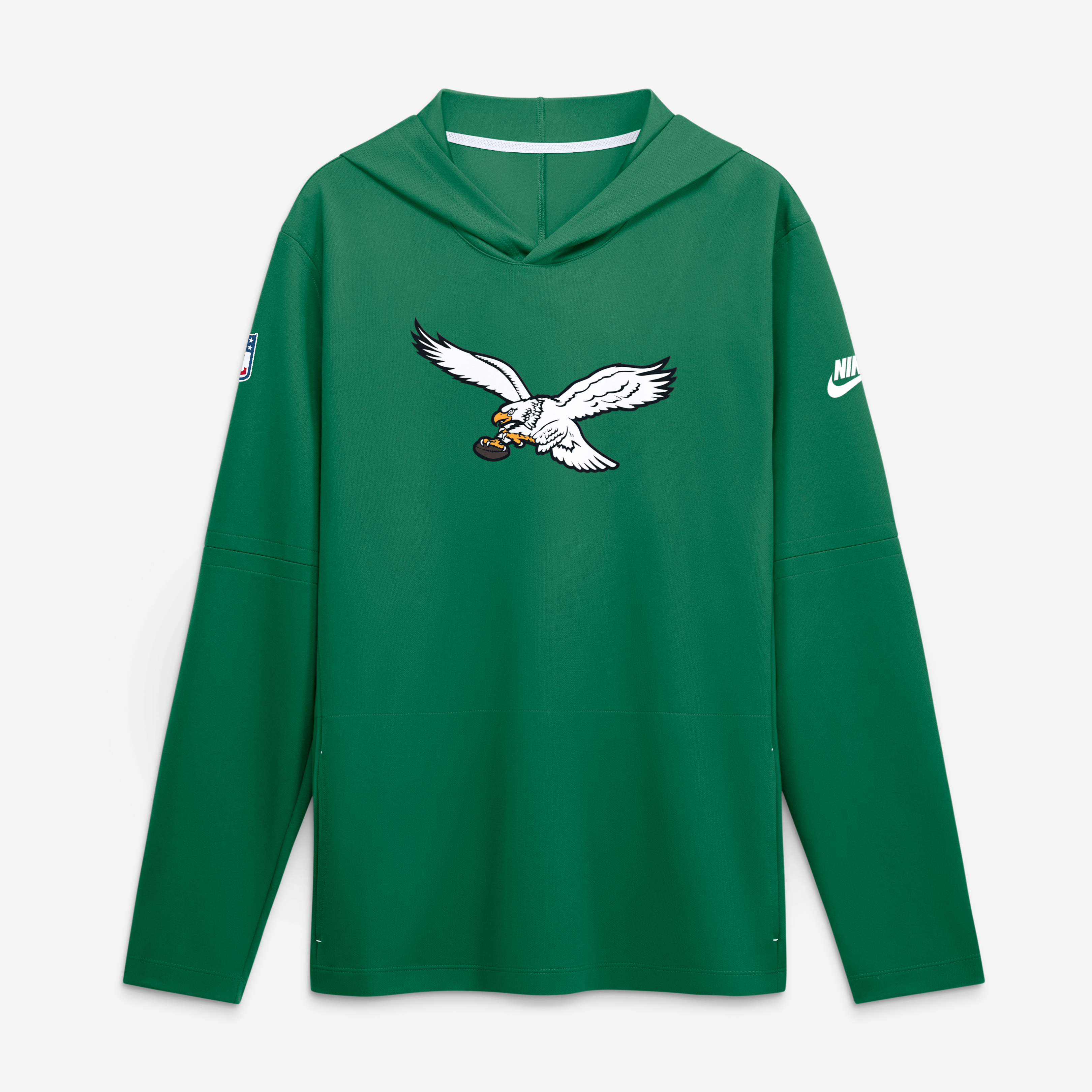 Men's Nike Kelly Green Philadelphia Eagles Sideline Alternate Lightweight Long Sleeve Hooded Dri-FIT T-Shirt