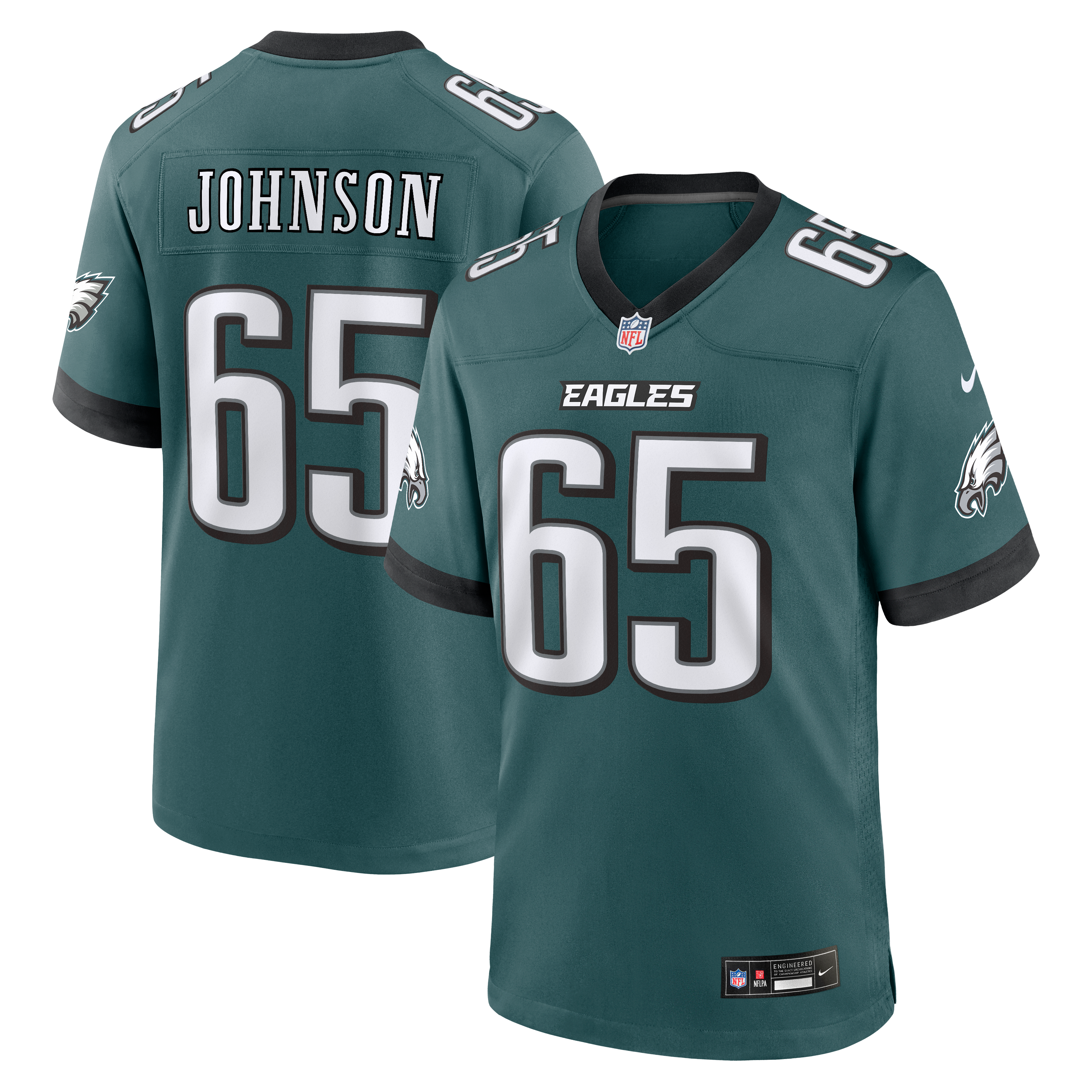 Men's Nike Lane Johnson Midnight Green Philadelphia Eagles Team Game Jersey