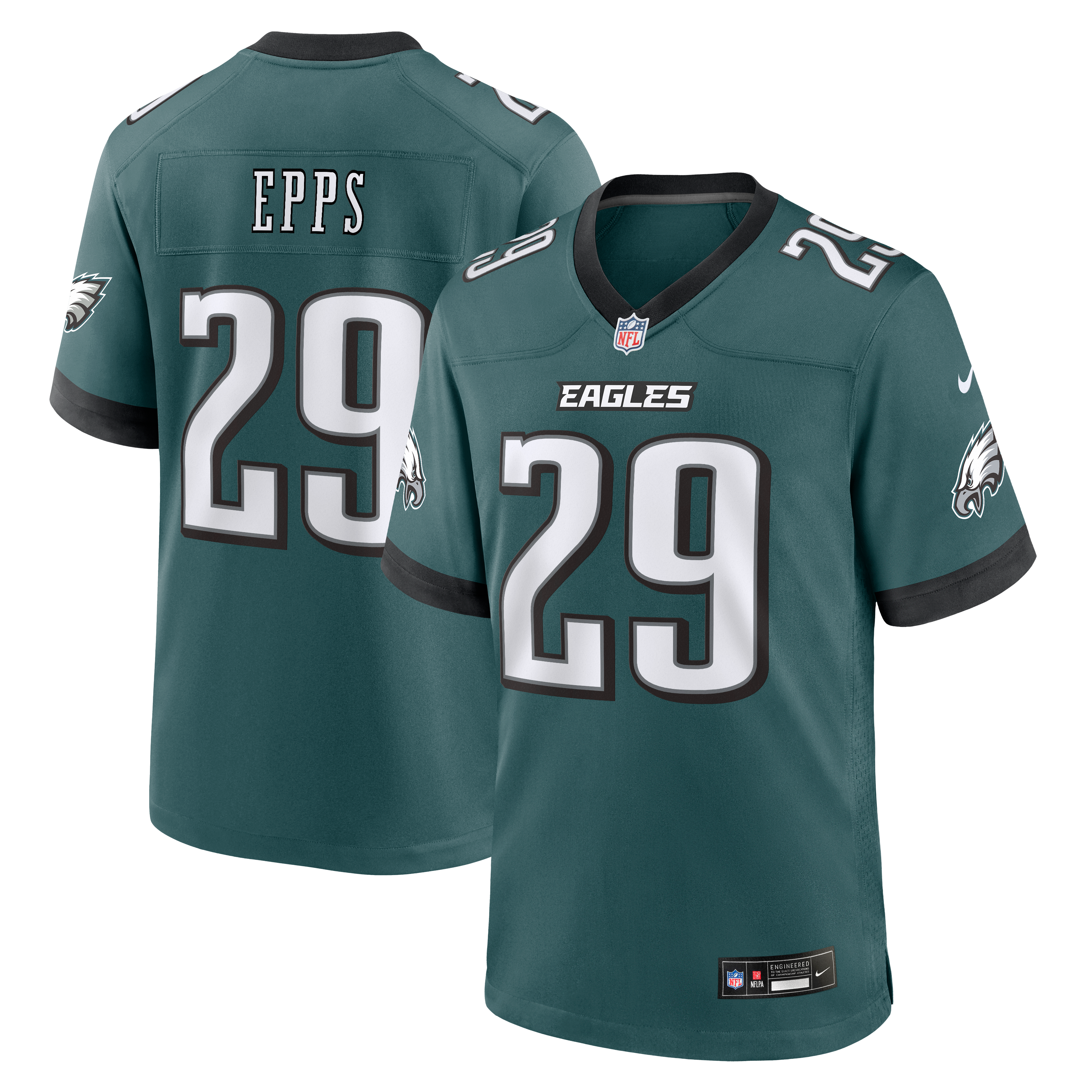 Maillot de match Nike Marcus Epps vert nuit des Eagles Philadelphie pour homme