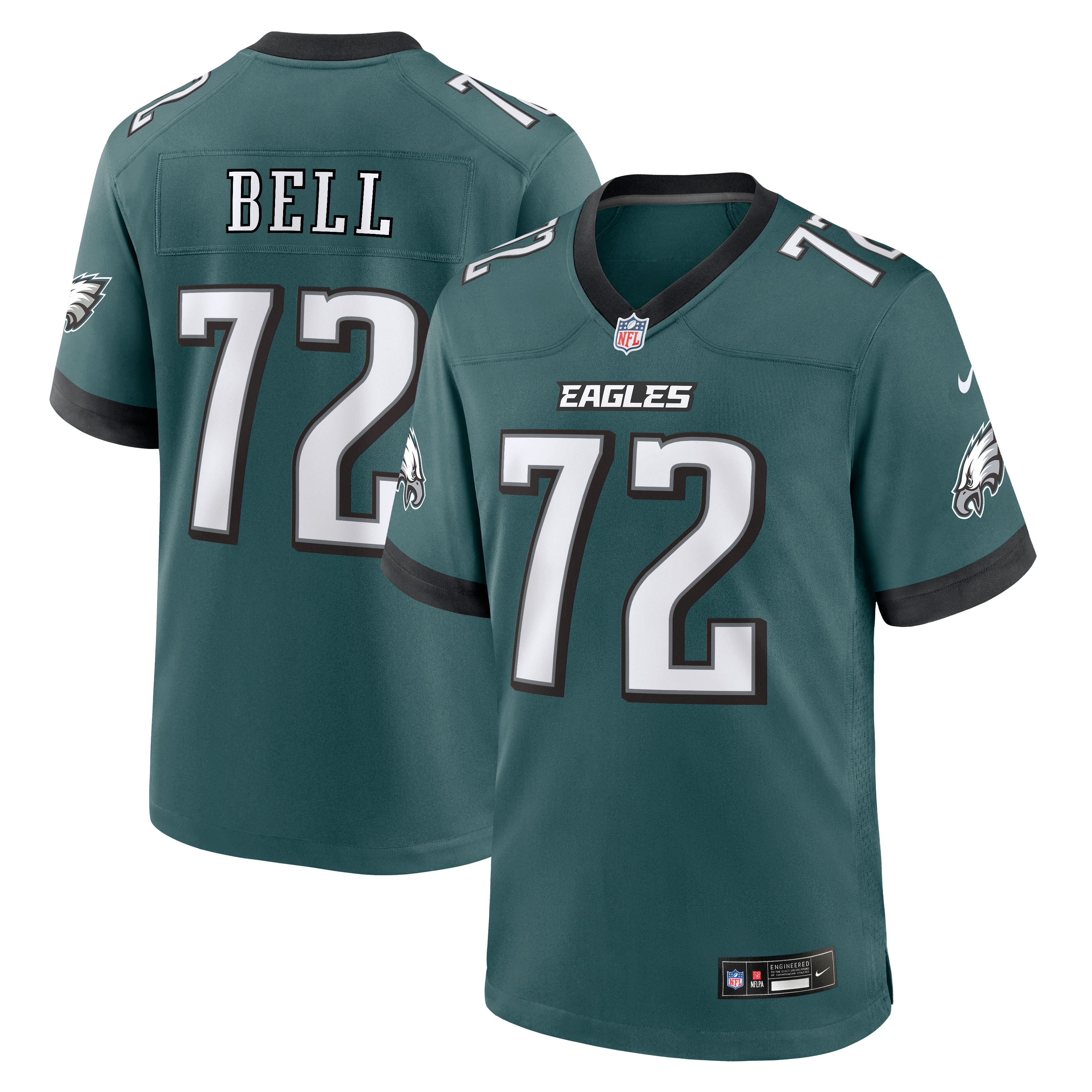 Men's Nike Markel Bell Midnight Green Philadelphia Eagles Team Game Jersey