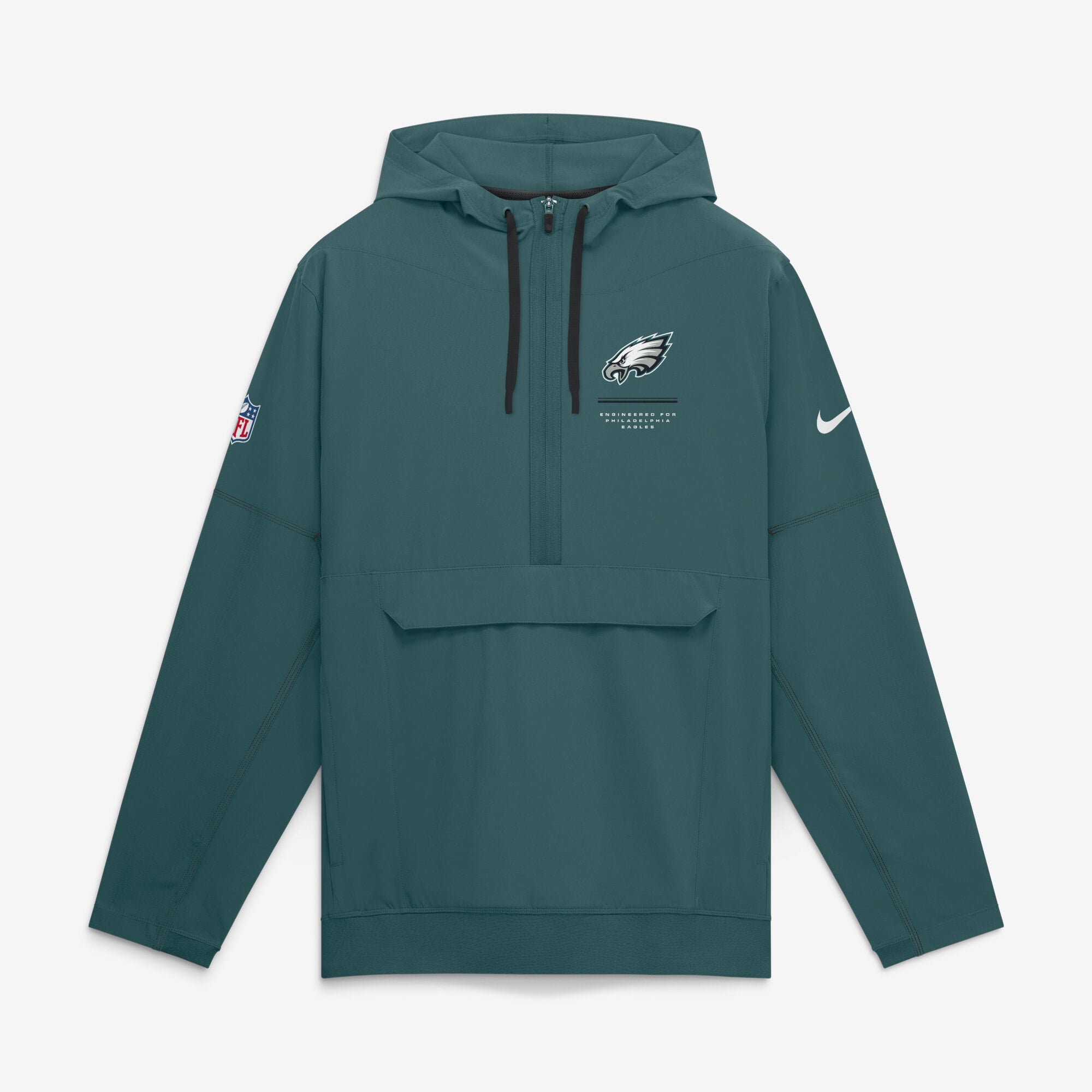 Men's Nike Midnight Green Philadelphia Eagles Sideline Logo Glory Anorak Half-Zip Hooded Jacket