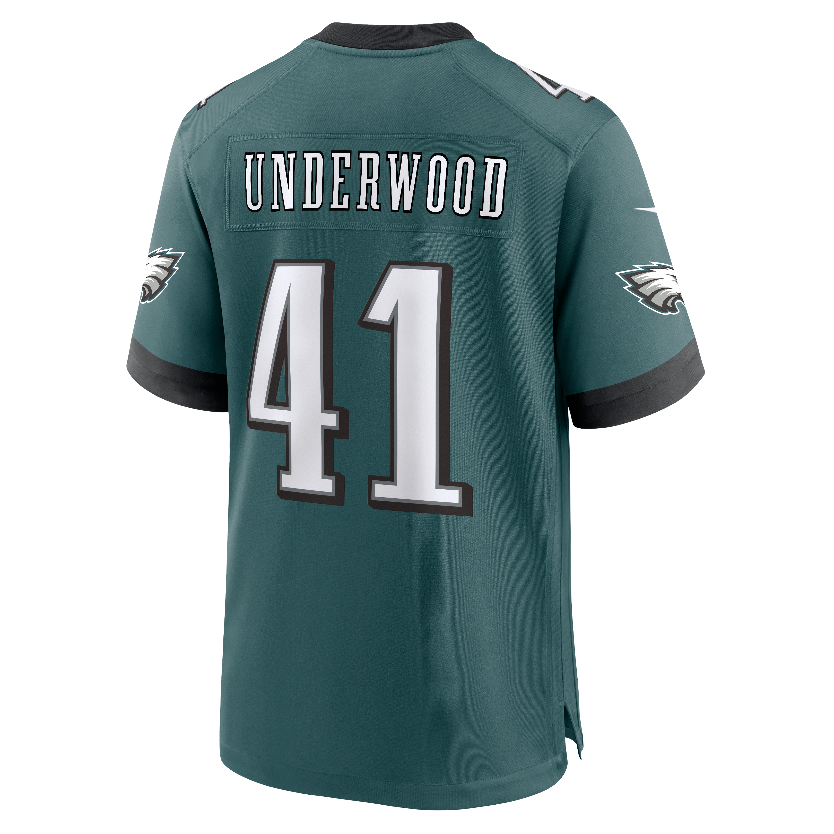 Maillot de match Nike Rocco Underwood vert nuit des Eagles Philadelphie pour homme