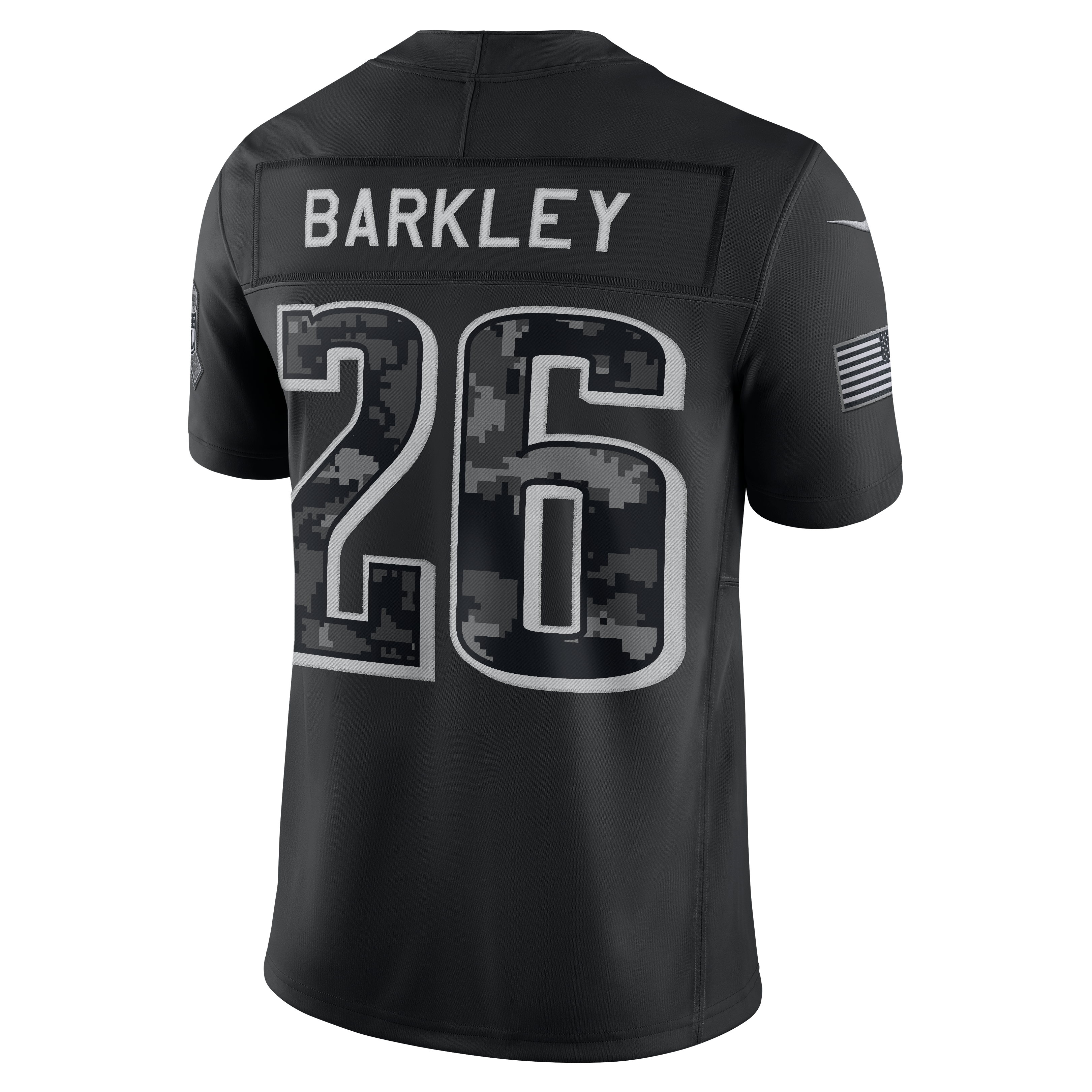 Maillot Nike Saquon Barkley noir Philadelphia Eagles 2026 Salute to Service, édition limitée cousue