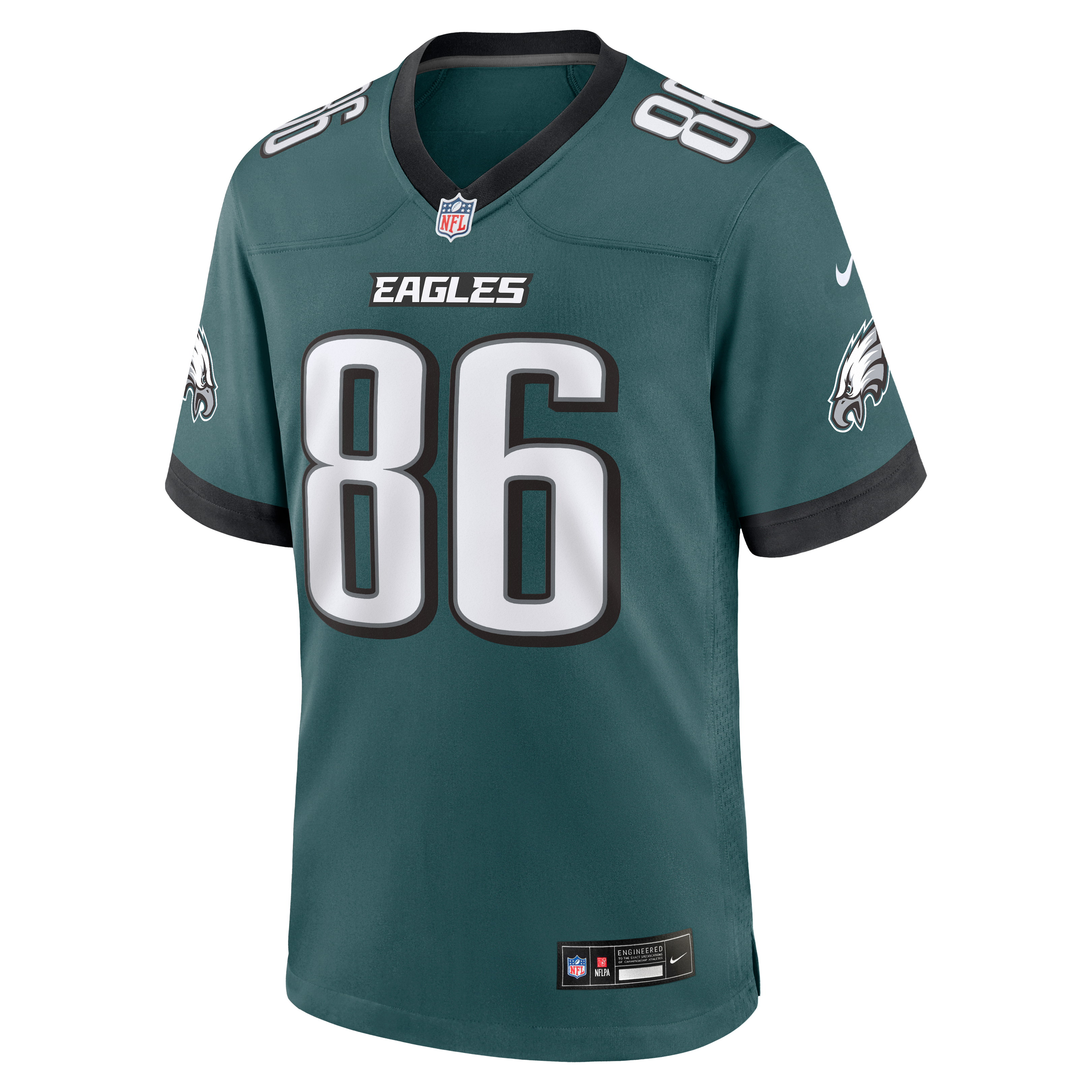 Maillot de match Nike Zach Ertz vert nuit des Eagles Philadelphie pour homme