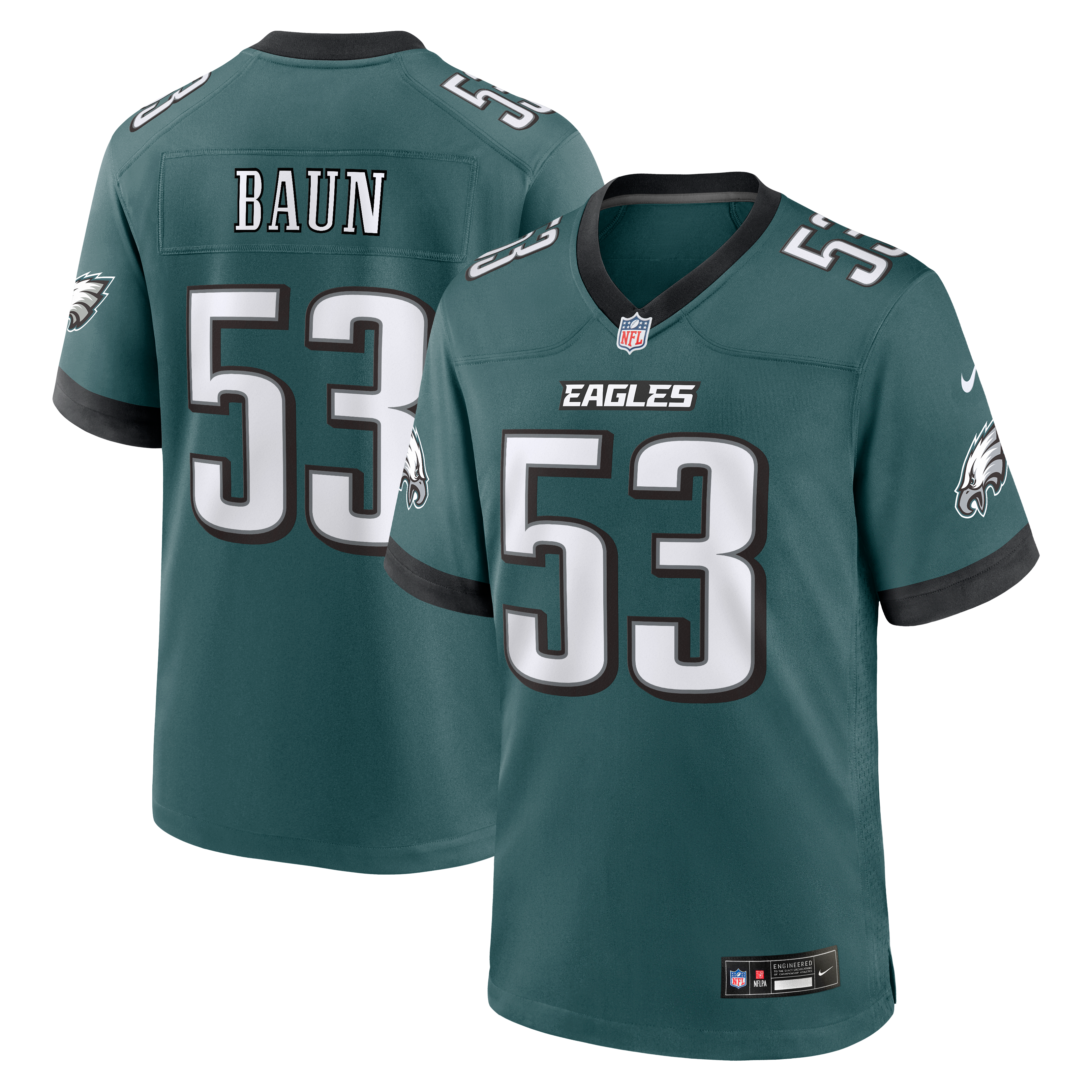 Men's Nike Zack Baun  Midnight Green Philadelphia Eagles Team Game Jersey