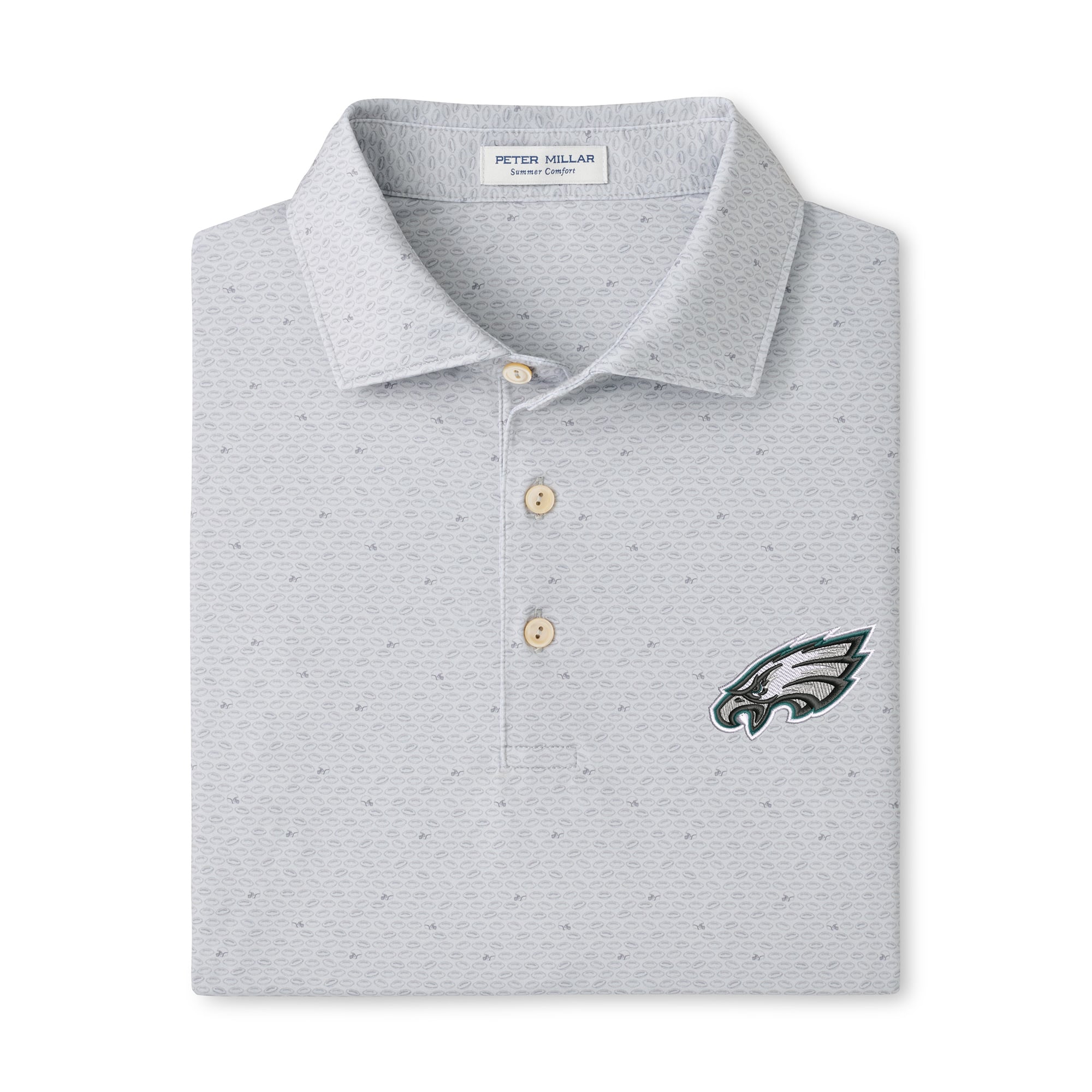 Polo de performance Peter Millar Gray Philadelphia Eagles On The Ball pour homme