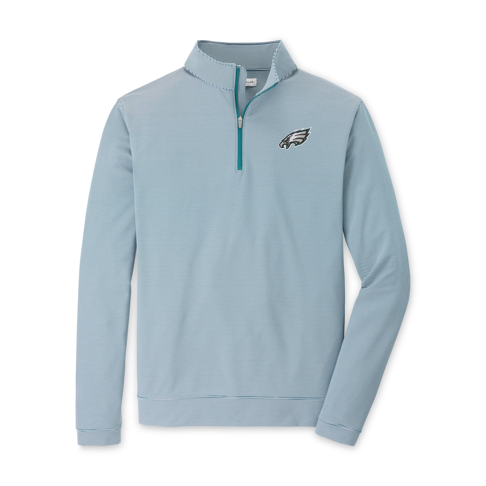 Pull à col zippé Peter Millar pour homme, vert nuit et blanc, motif rayures Perth Sugar des Eagles de Philadelphie.