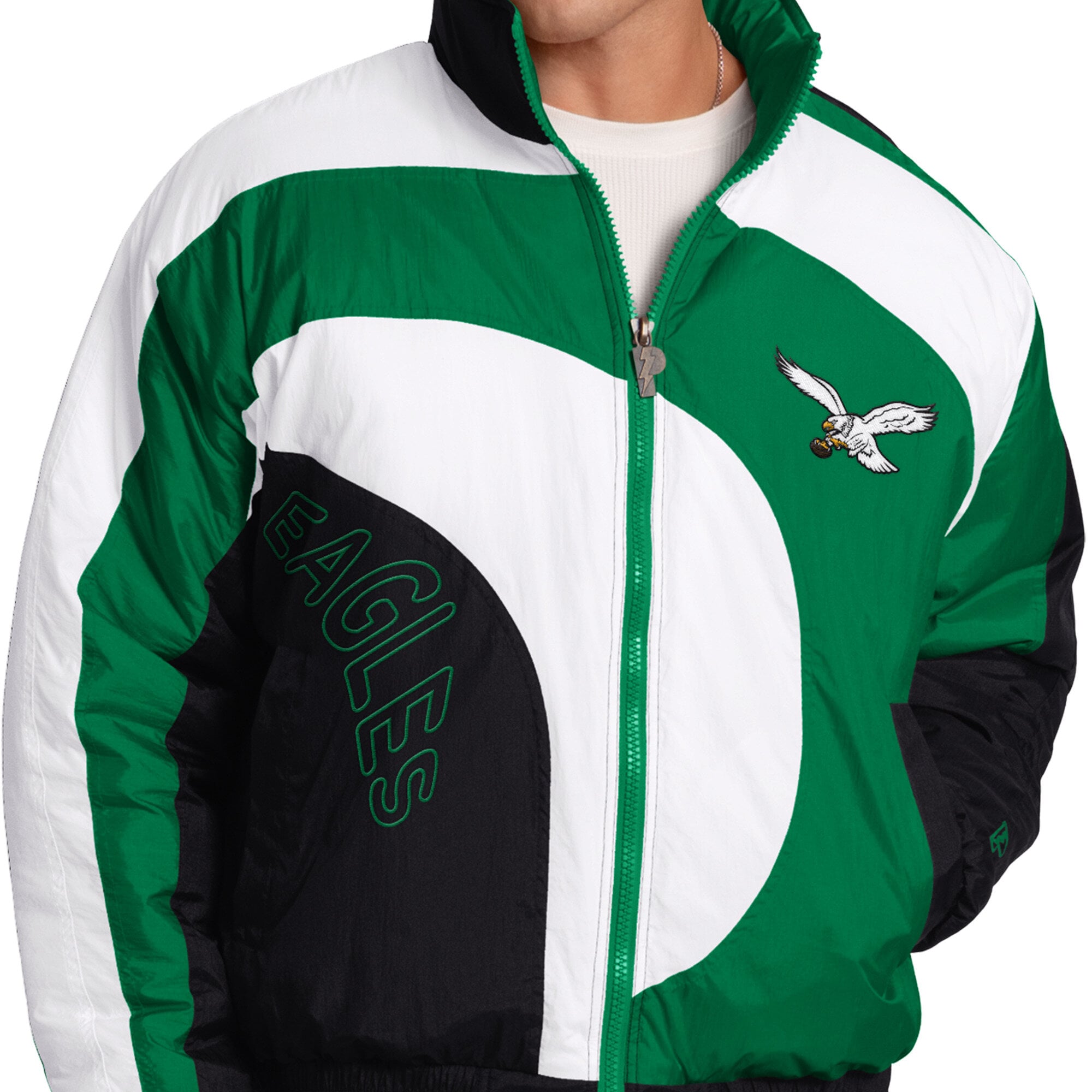 Veste zippée intégrale blanche Philadelphia Eagles Wave pour homme, style professionnel