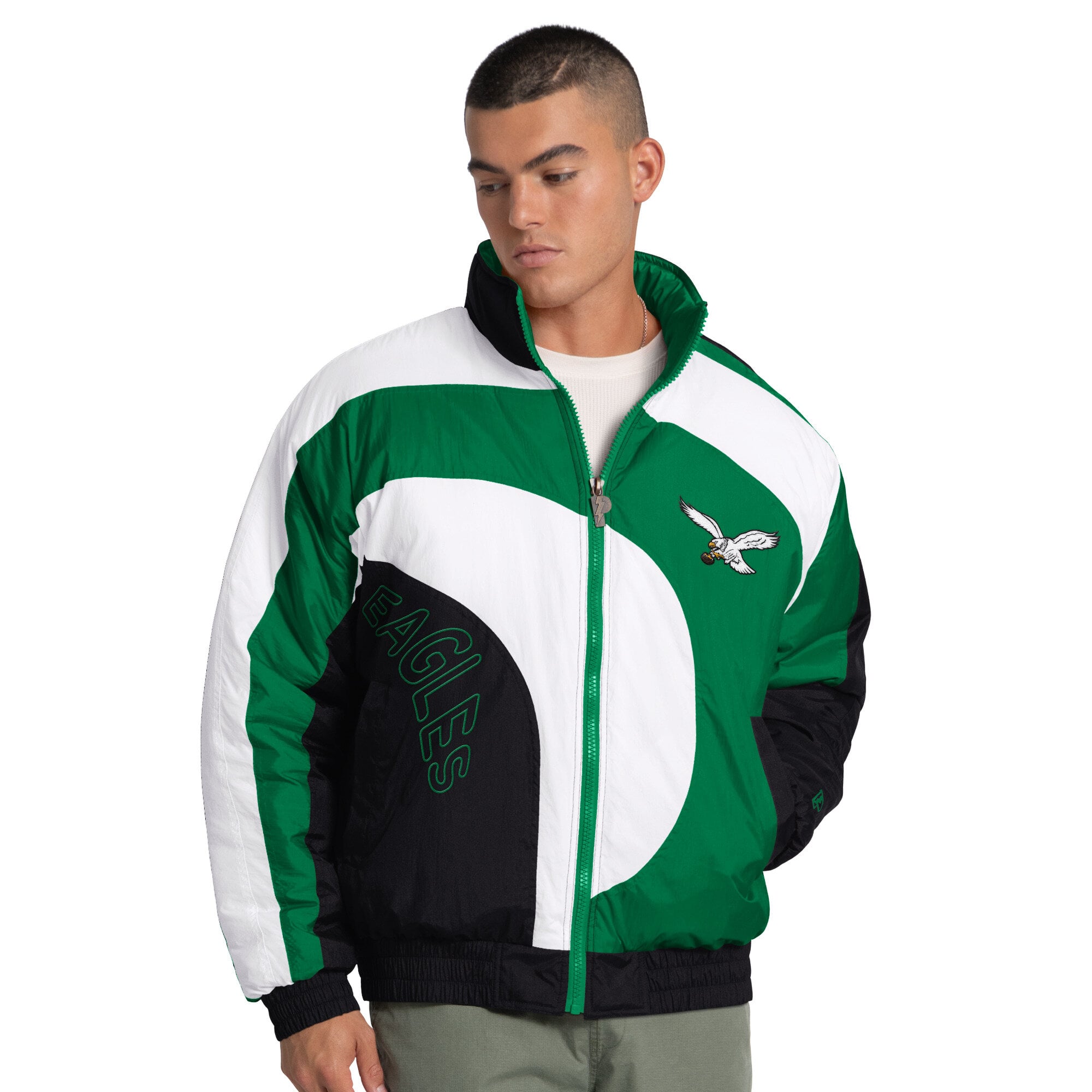 Veste zippée intégrale blanche Philadelphia Eagles Wave pour homme, style professionnel