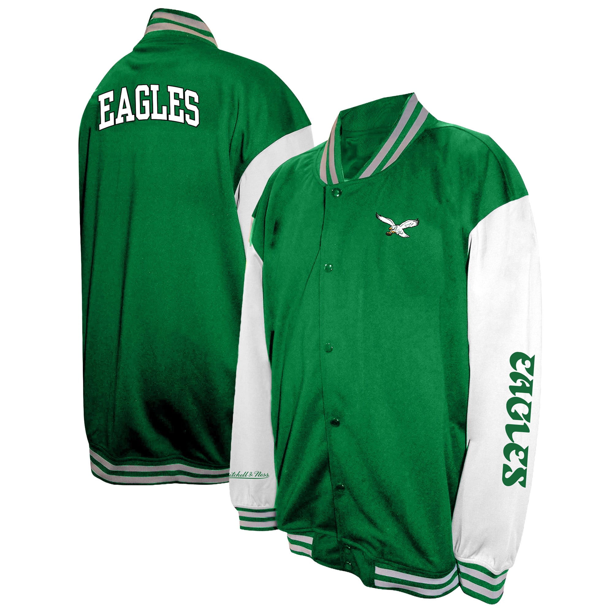 Men's Profile Midnight Green Philadelphia Eagles Big & Tall Full-Snap Varsity Jacket
