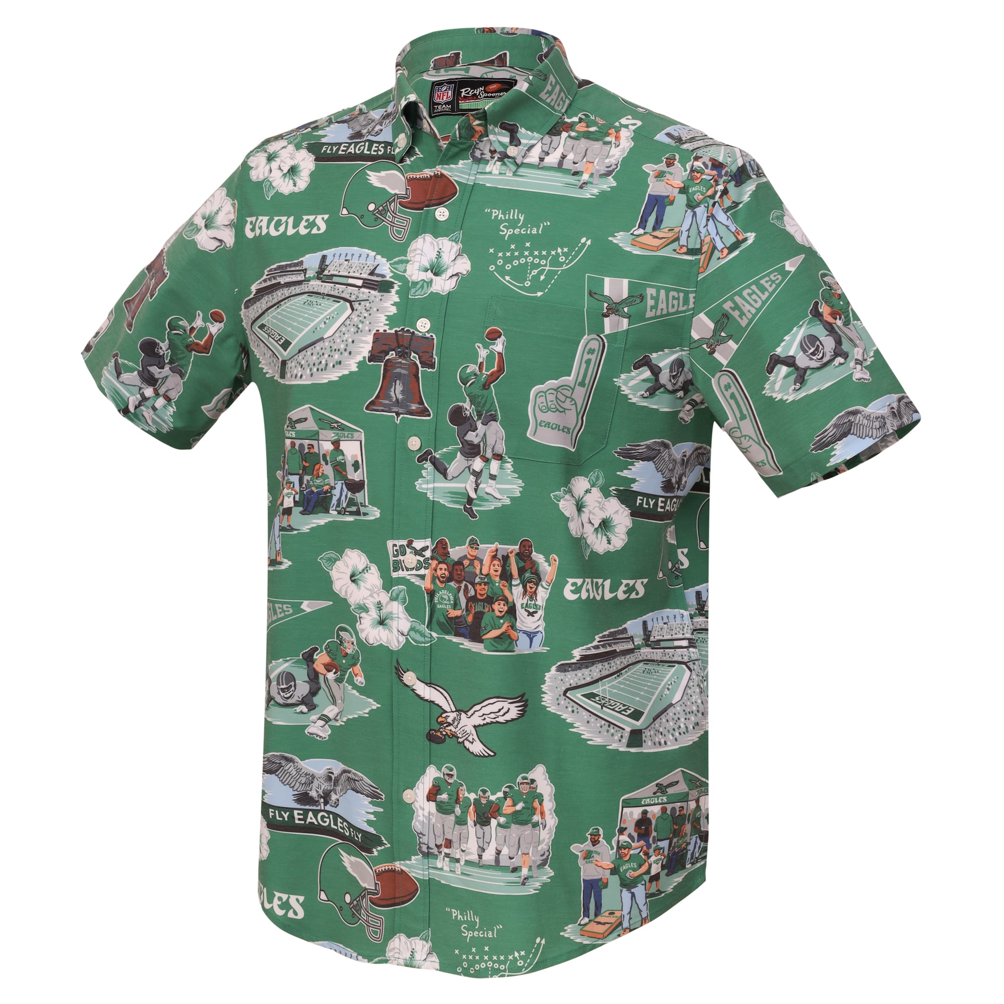 Men's Reyn Spooner Midnight Green Philadelphia Eagles Scenic Button-Down Shirt