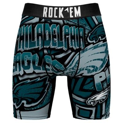 Philadelphia Eagles Rock Em Socks Sketched Out Boxer Briefs - Midnight Green