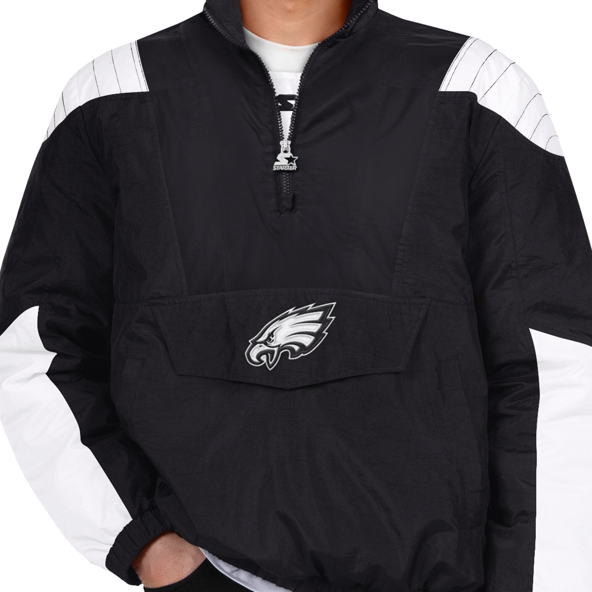 Veste Starter noire Philadelphia Eagles Gridiron pour homme, demi-zip