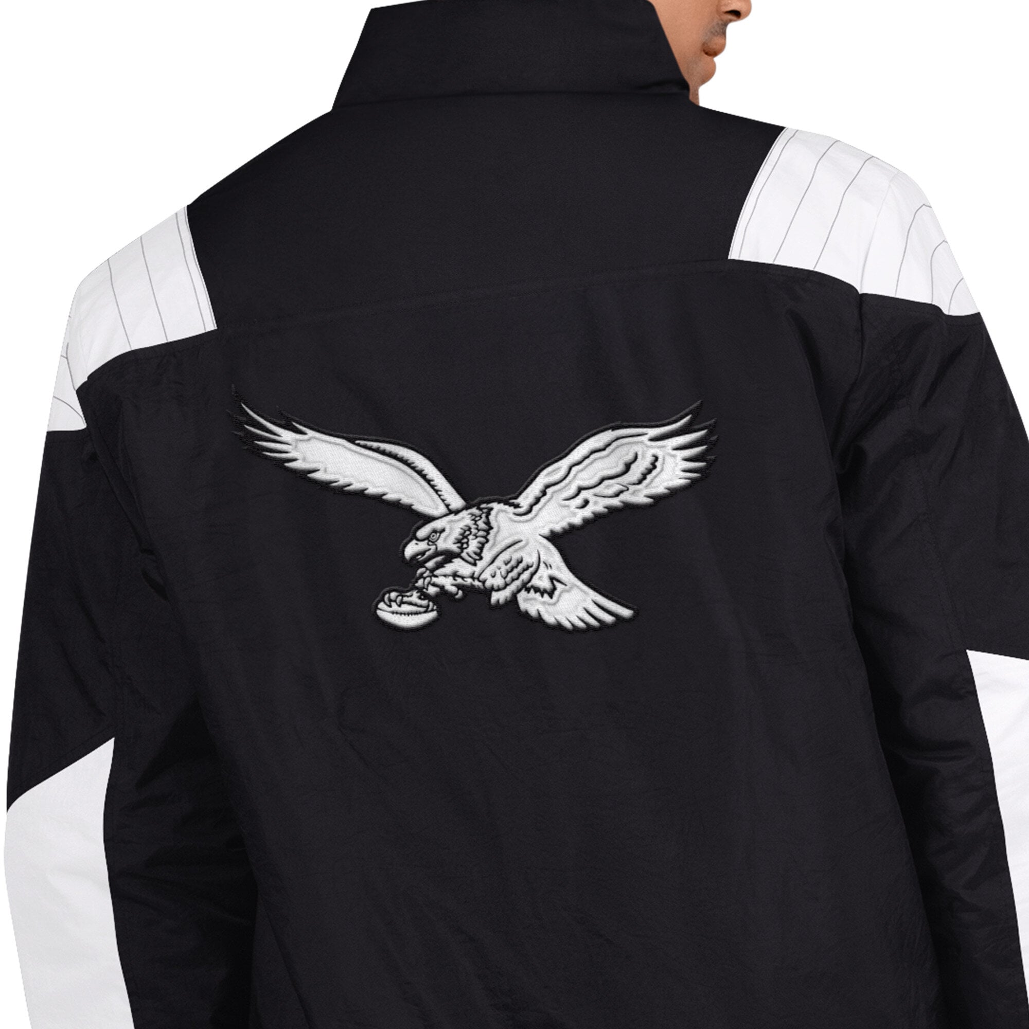 Veste Starter noire pour homme, style rétro Philadelphia Eagles, à demi-zip