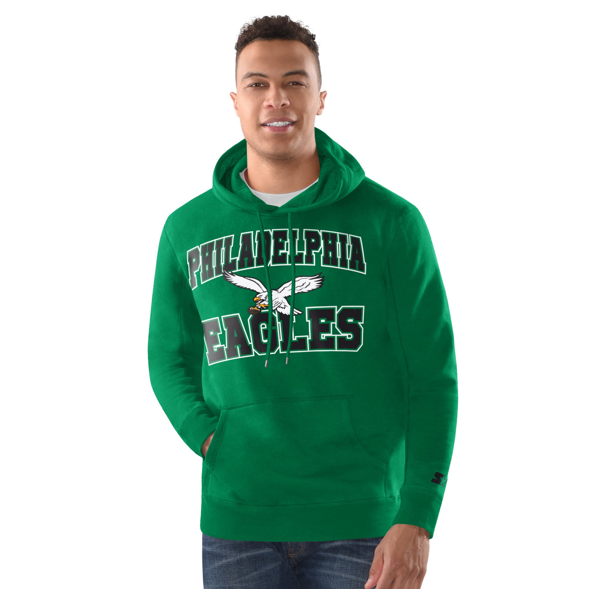 Men's Starter  Green Philadelphia Eagles Hoodie and Cuffed Knit Hat Combo Pack