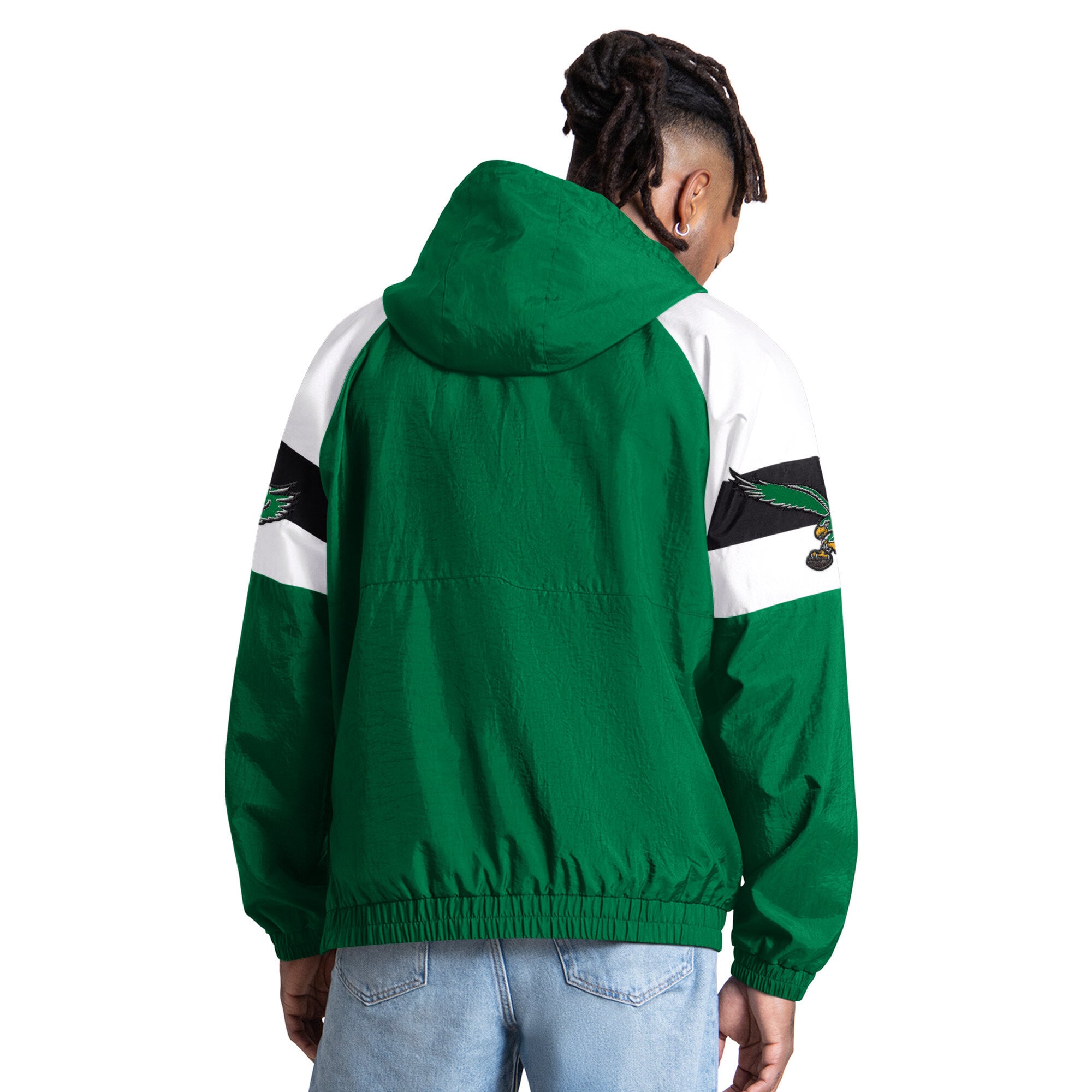 Men's Starter Kelly Green Philadelphia Eagles Street Cut Retro Logo Half-Zip Jacket